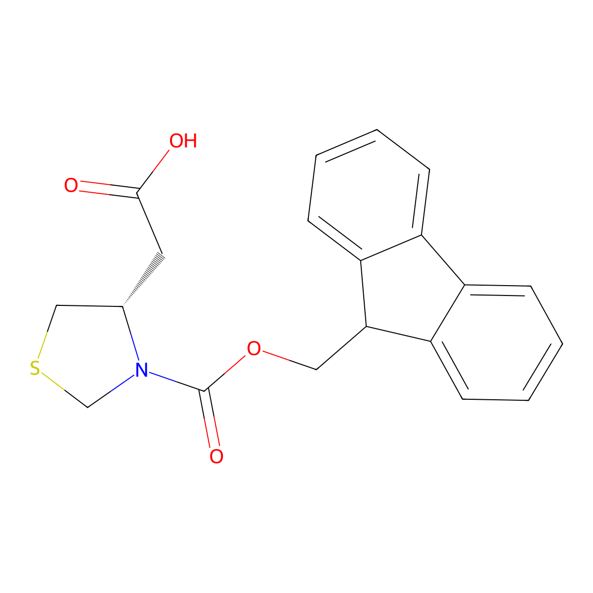 2-[(4S)-3-{[(9H-fluoren-9-yl)methoxy]carbonyl}-1,3-thiazolidin-4-yl]acetic acid molecular structure, CAS 2382408-91-3