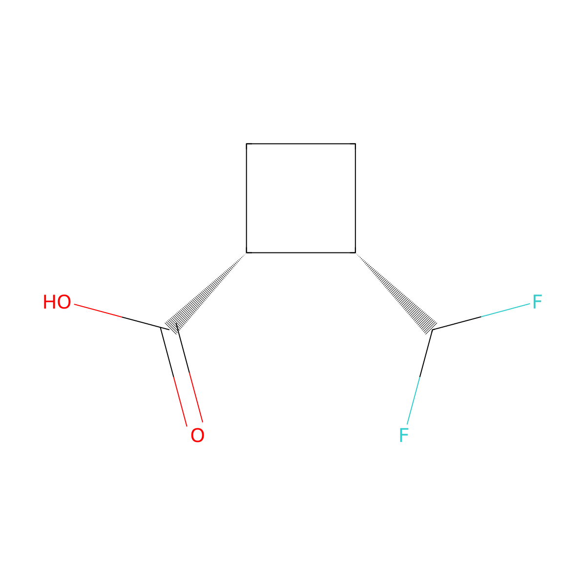 (1R,2S)-2-(Difluoromethyl)cyclobutane-1-carboxylic acid molecular structure, CAS 2382414-53-9