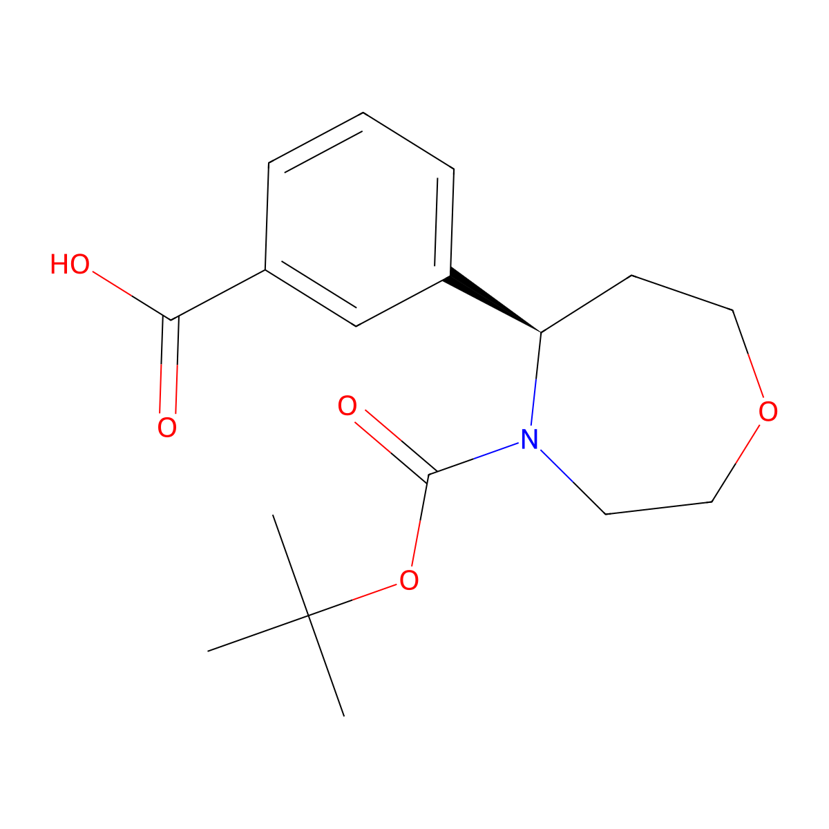 (R)-3-(4-(tert-butoxycarbonyl)-1,4-oxazepan-5-yl)benzoic acid molecular structure, CAS 2382420-29-1