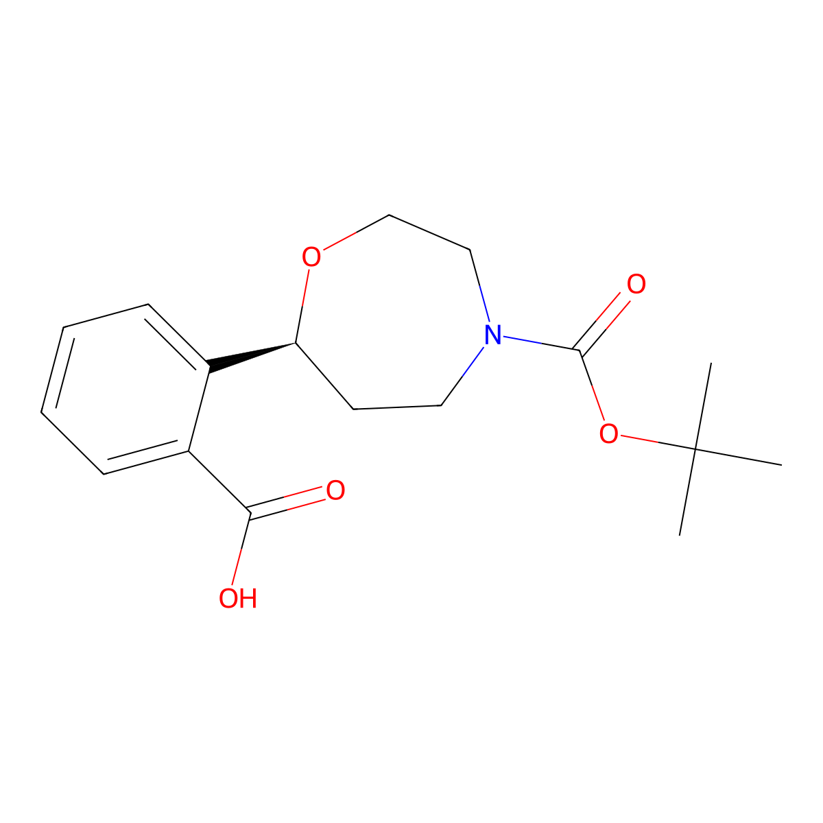 (S)-2-(4-(tert-butoxycarbonyl)-1,4-oxazepan-7-yl)benzoic acid molecular structure, CAS 2382436-18-0