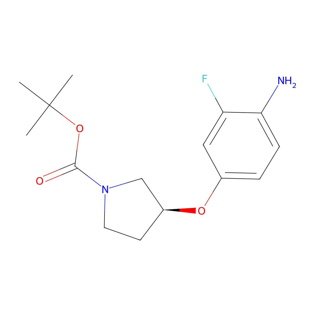 tert-Butyl (S)-3-(4-amino-3-fluorophenoxy)pyrrolidine-1-carboxylate molecular structure, CAS 2382500-35-6