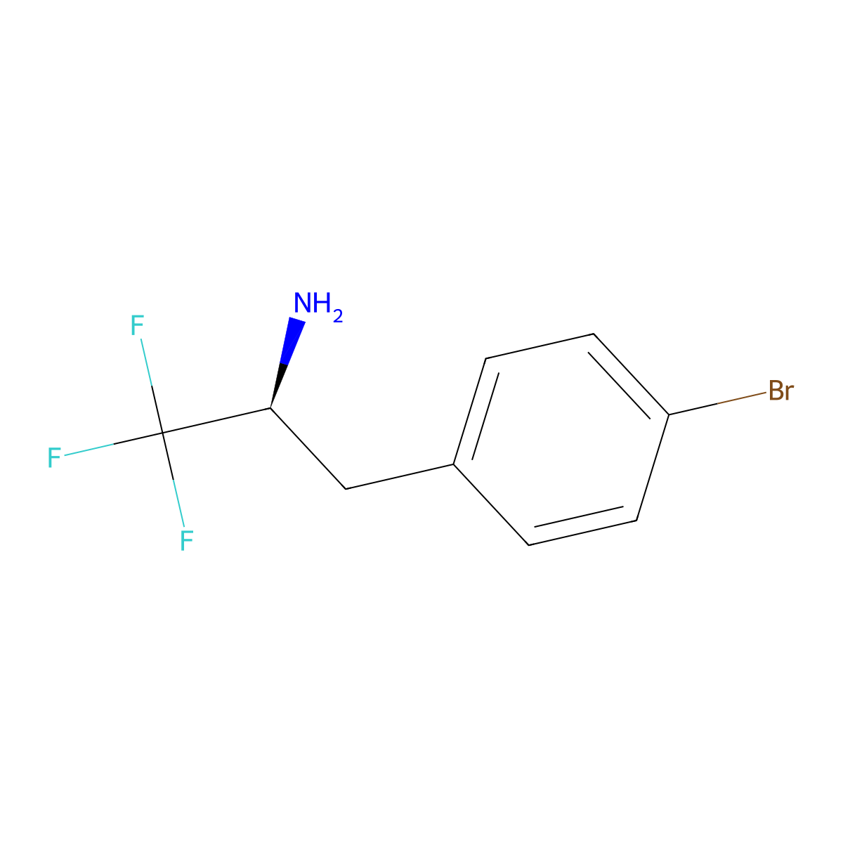 (2S)-3-(4-bromophenyl)-1,1,1-trifluoropropan-2-amine molecular structure, CAS 2382519-41-5