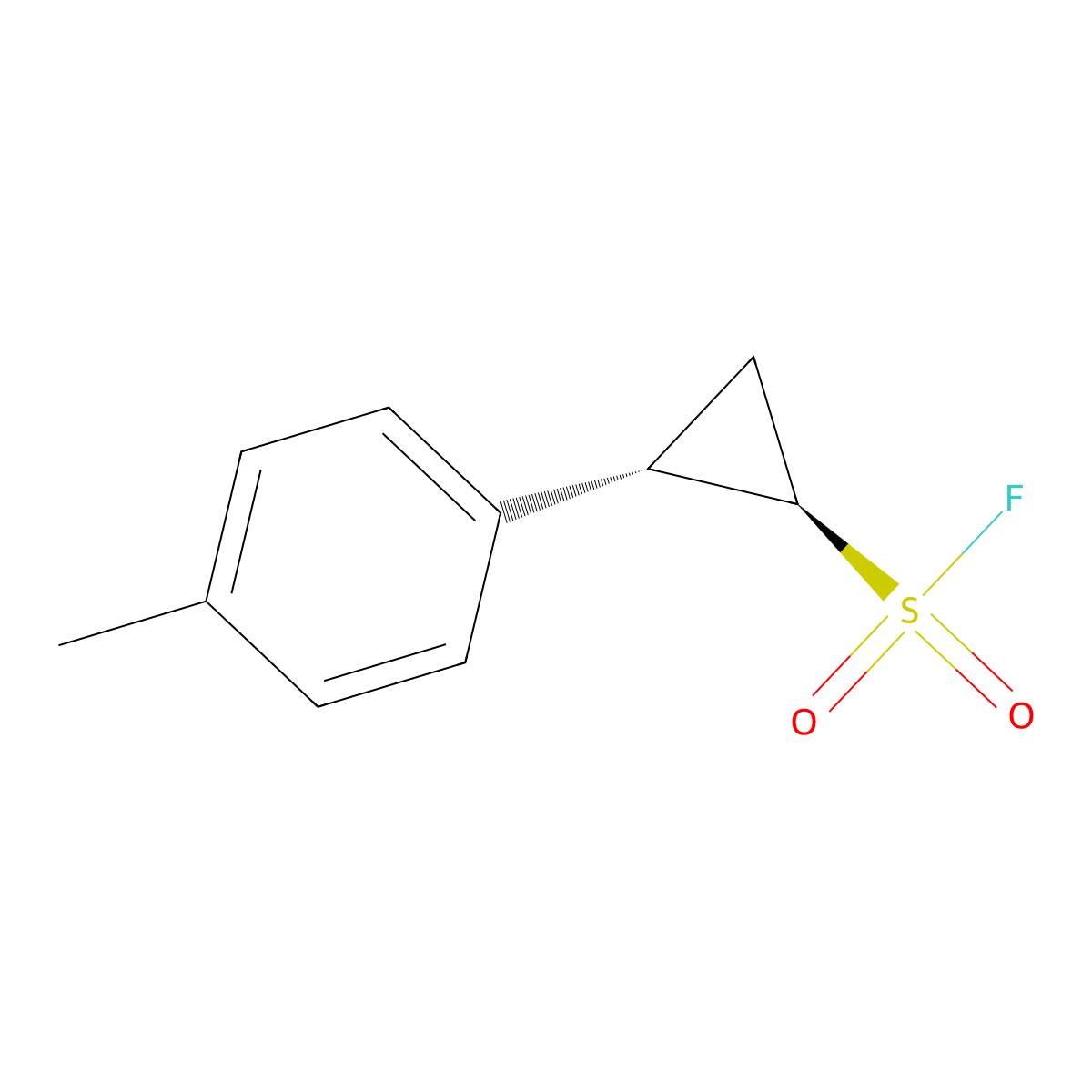 rac-(1R,2S)-2-(4-methylphenyl)cyclopropane-1-sulfonyl fluoride molecular structure, CAS 2382550-46-9