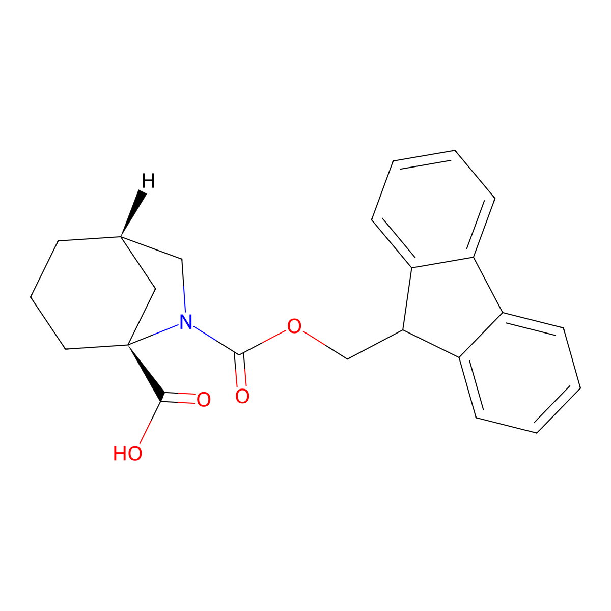 (1S,5R)-6-{[(9H-fluoren-9-yl)methoxy]carbonyl}-6-azabicyclo[3.2.1]octane-5-carboxylic acid molecular structure, CAS 2382557-02-8