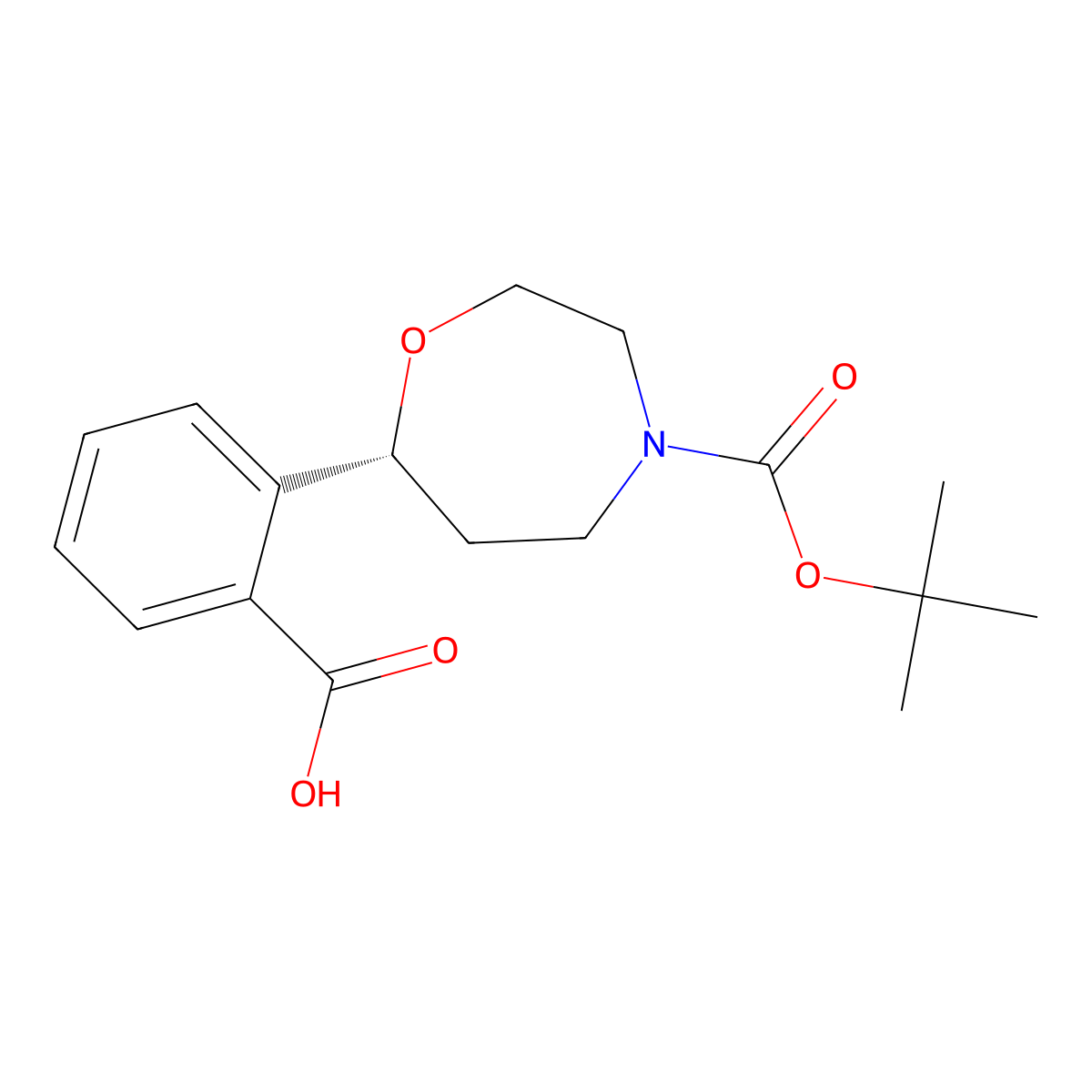 (R)-2-(4-(tert-butoxycarbonyl)-1,4-oxazepan-7-yl)benzoic acid molecular structure, CAS 2382564-94-3