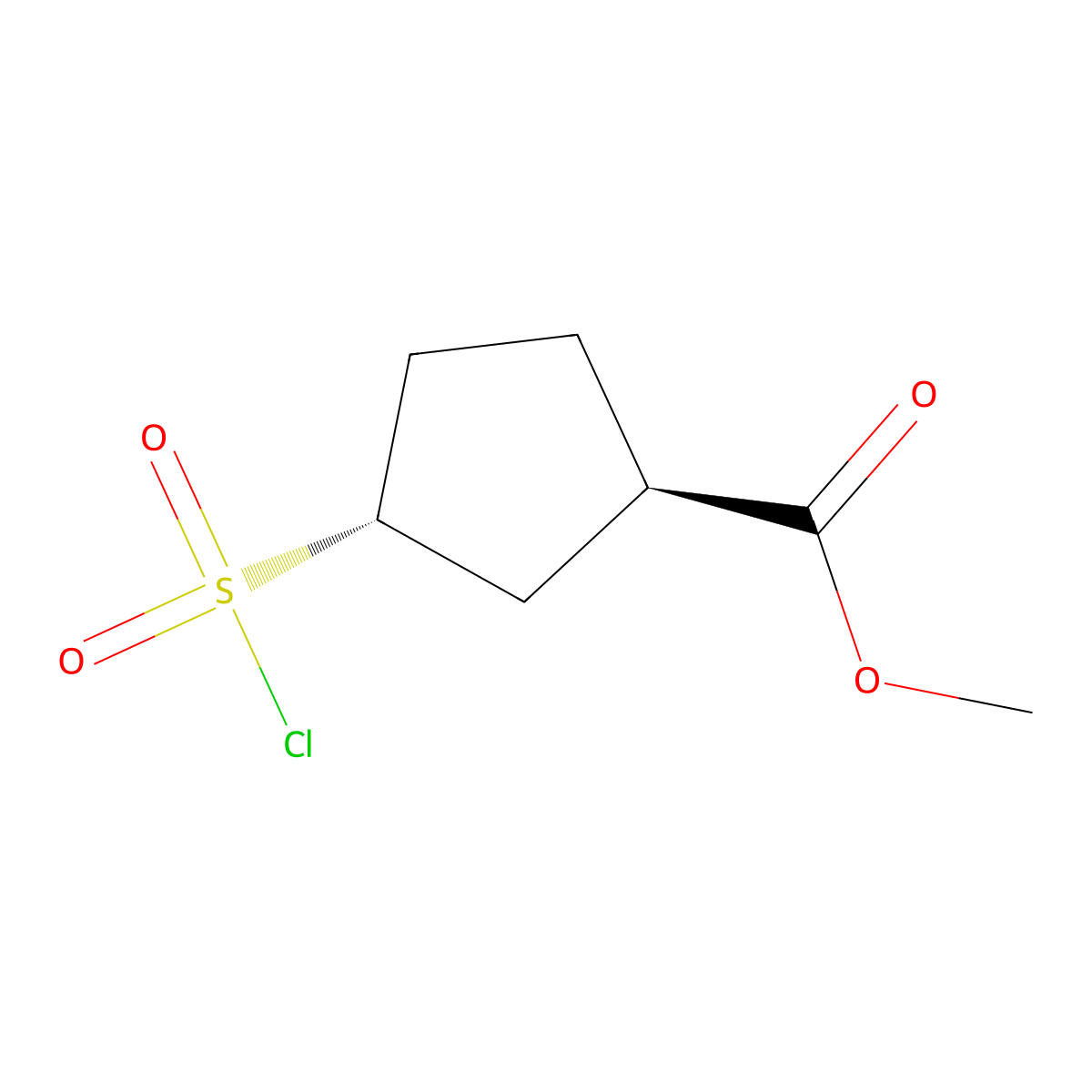 rac-methyl (1R,3R)-3-(chlorosulfonyl)cyclopentane-1-carboxylate molecular structure, CAS 2382568-71-8
