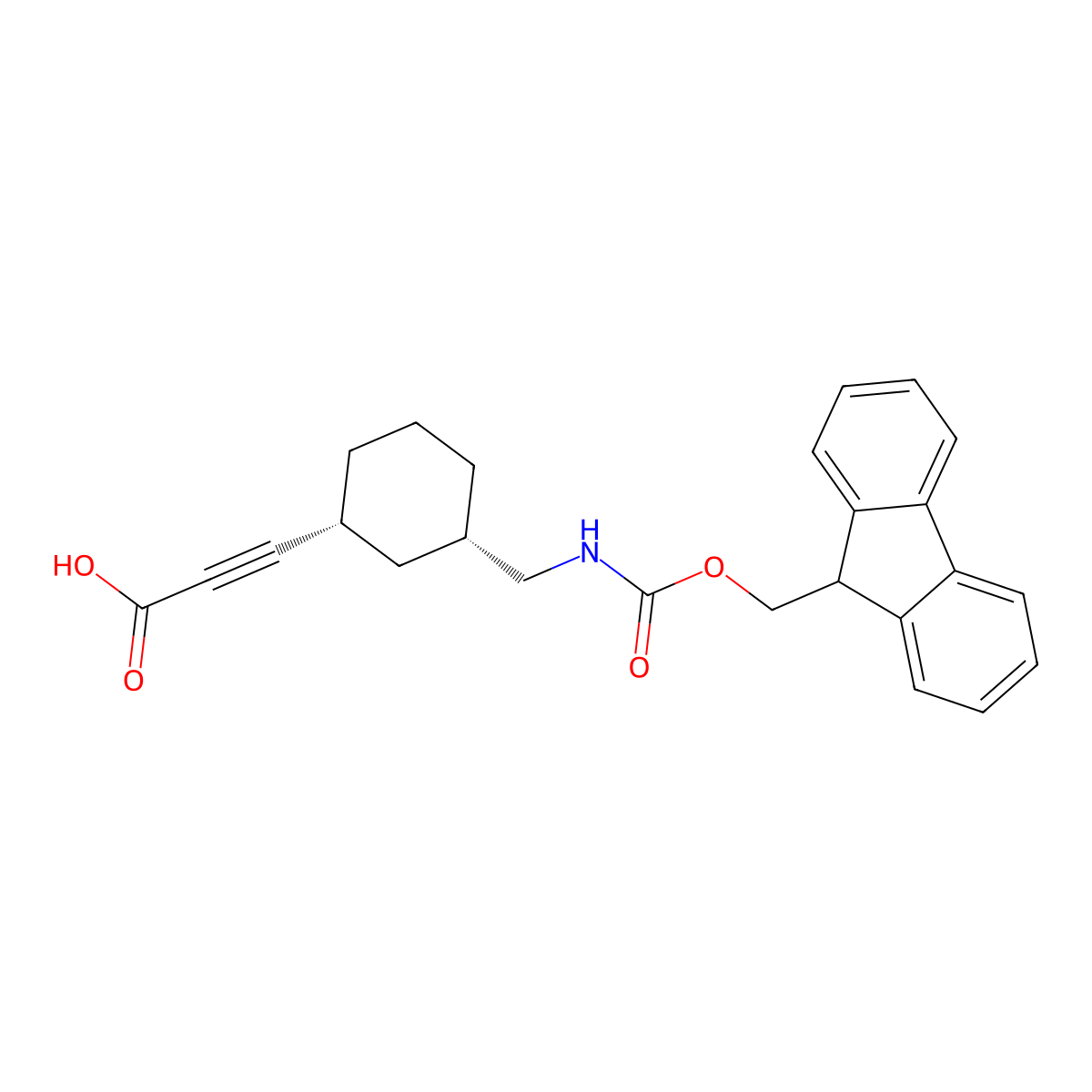 rac-3-[(1R,3S)-3-[({[(9H-fluoren-9-yl)methoxy]carbonyl}amino)methyl]cyclohexyl]prop-2-ynoic acid molecular structure, CAS 2382587-68-8