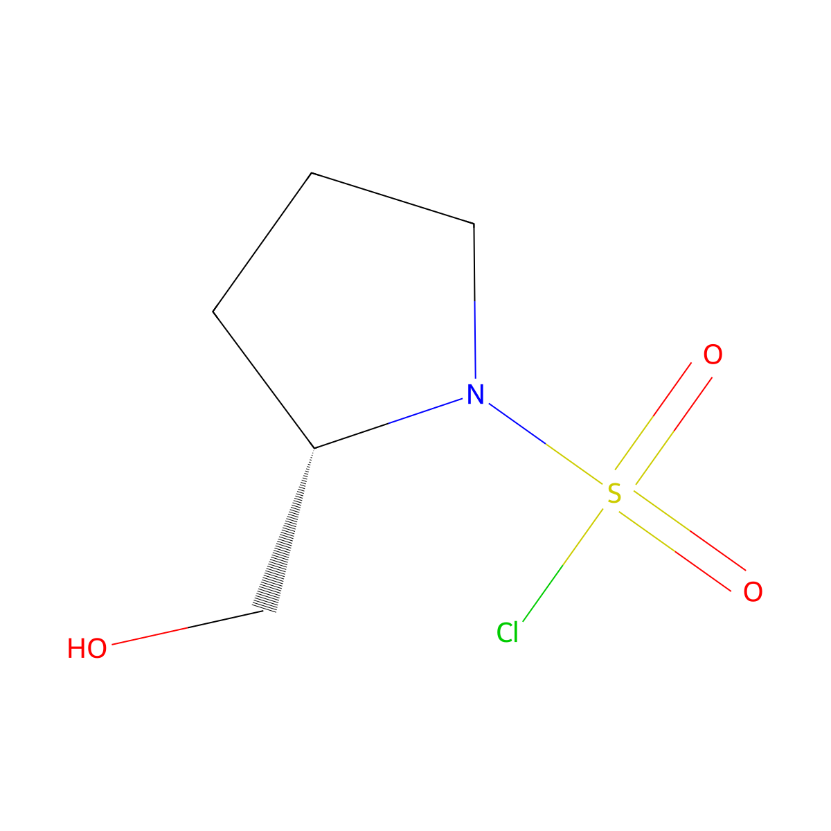 (2S)-2-(hydroxymethyl)pyrrolidine-1-sulfonyl chloride molecular structure, CAS 2382610-48-0