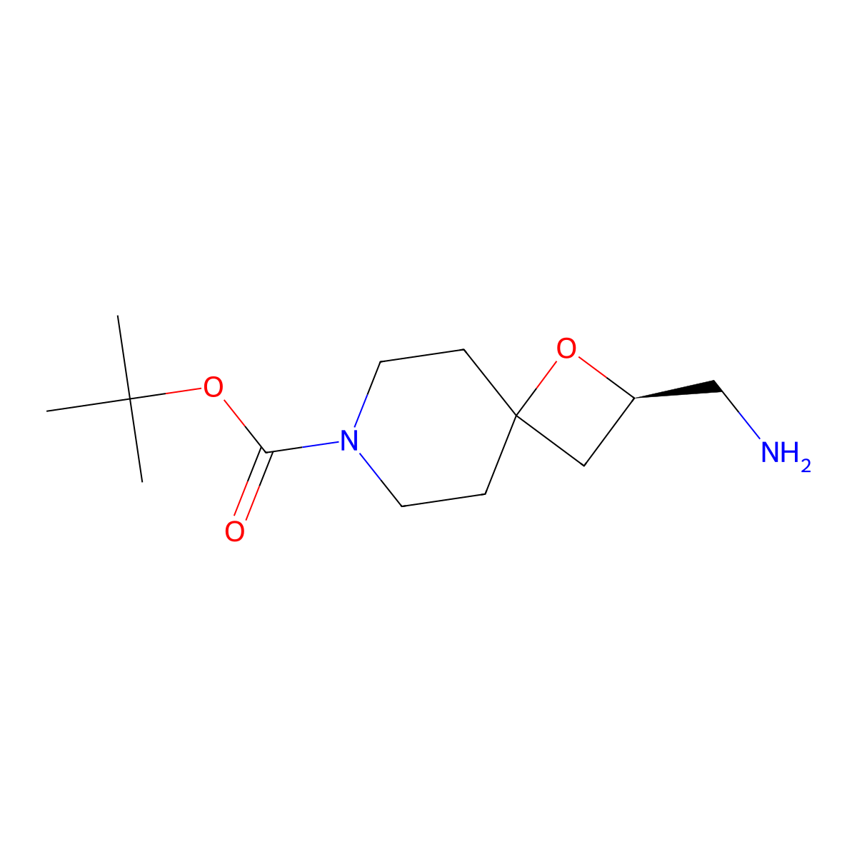 tert-butyl (2R)-2-(aminomethyl)-1-oxa-7-azaspiro[3.5]nonane-7-carboxylate molecular structure, CAS 2382616-71-7