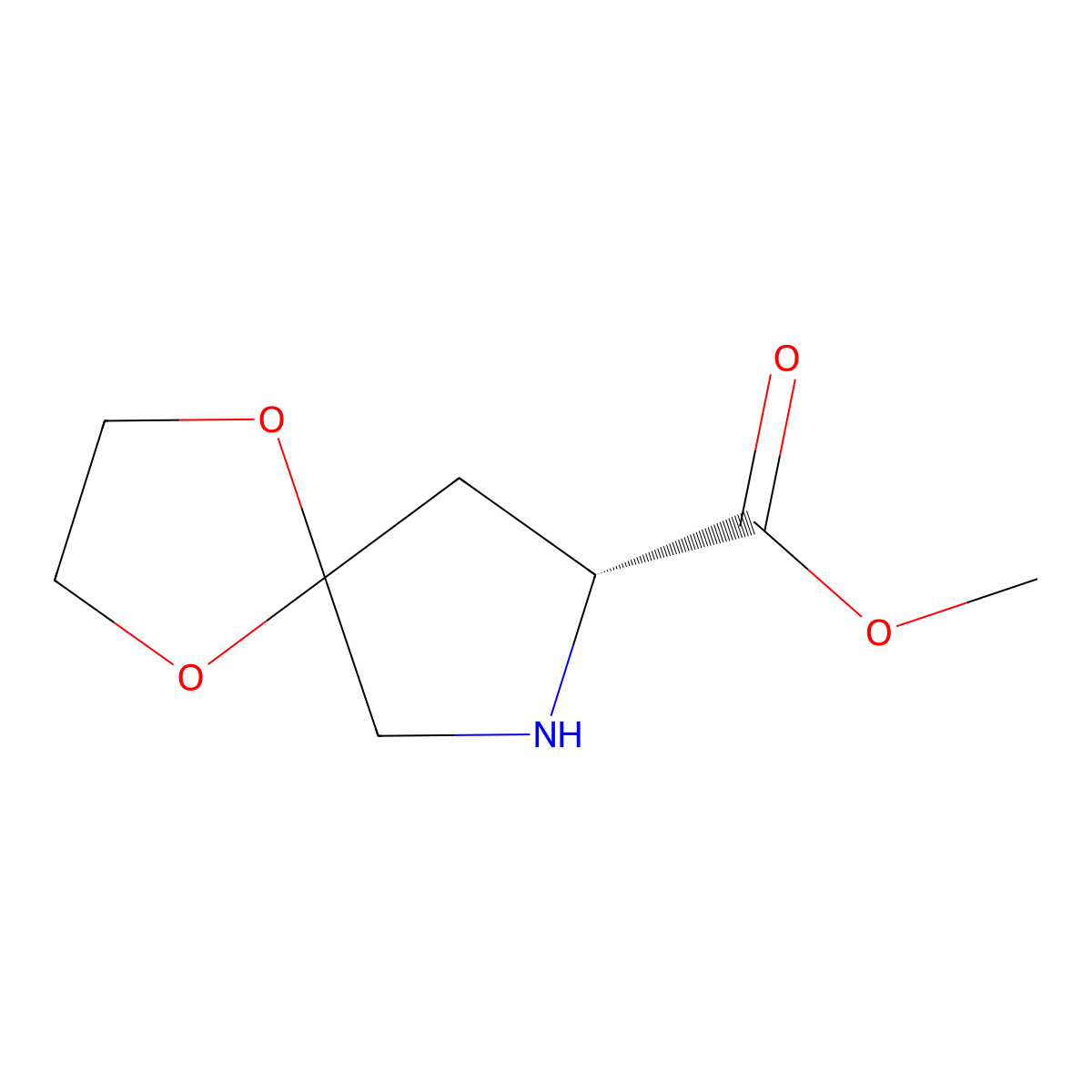methyl (8R)-1,4-dioxa-7-azaspiro[4.4]nonane-8-carboxylate molecular structure, CAS 2382620-01-9