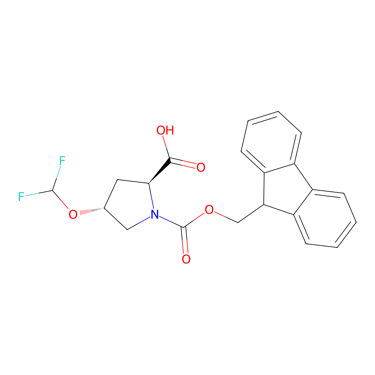 (2S,4R)-4-(difluoromethoxy)-1-(((9H-fluoren-9-yl)methoxy)carbonyl)pyrrolidine-2-carboxylic acid molecular structure, CAS 2382632-22-4