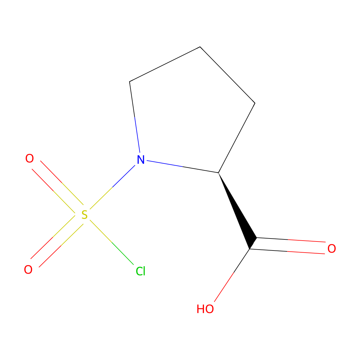 (2S)-1-(chlorosulfonyl)pyrrolidine-2-carboxylic acid molecular structure, CAS 2382635-26-7