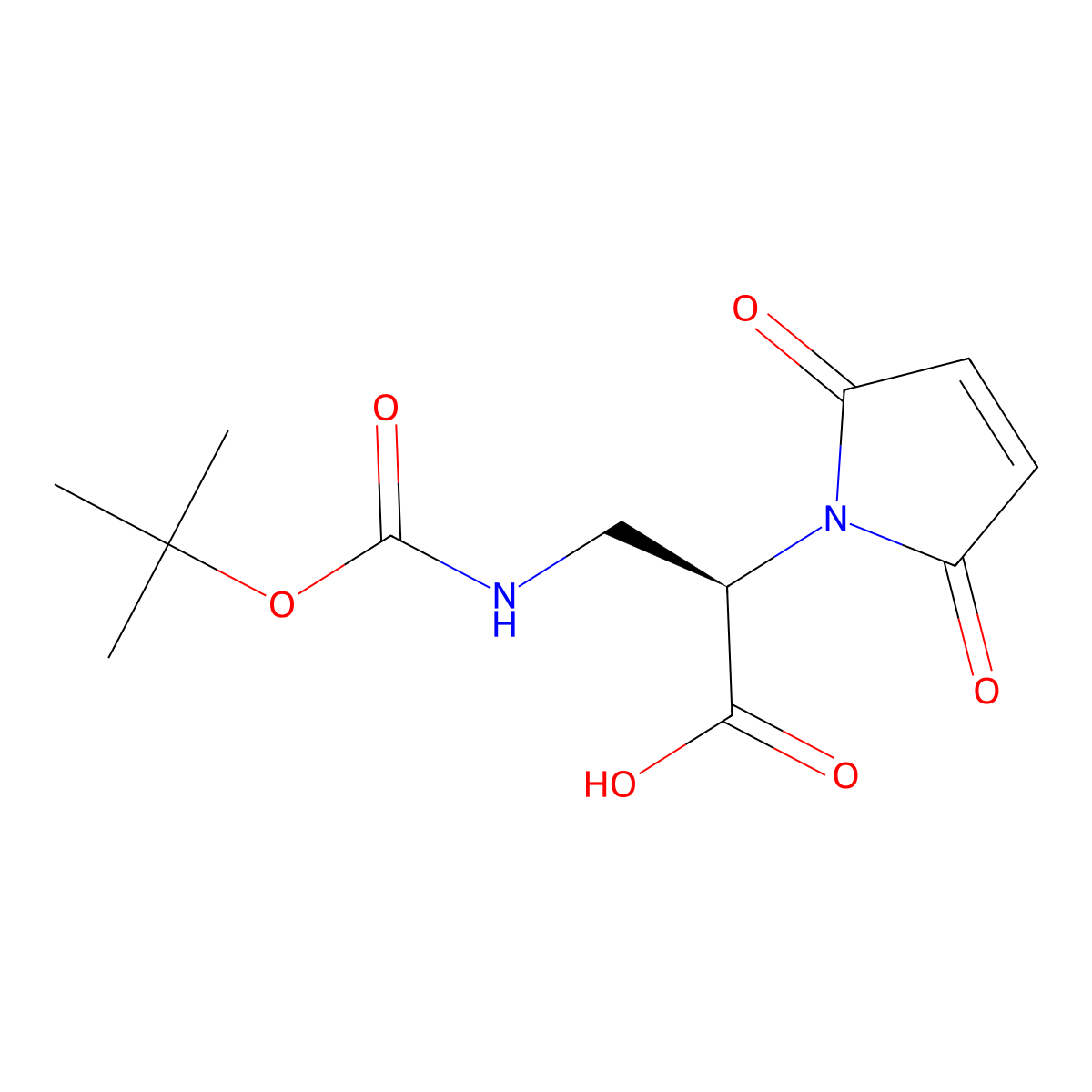 (R)-3-((tert-Butoxycarbonyl)amino)-2-(2,5-dioxo-2,5-dihydro-1H-pyrrol-1-yl)propanoic acid molecular structure, CAS 2382651-11-6
