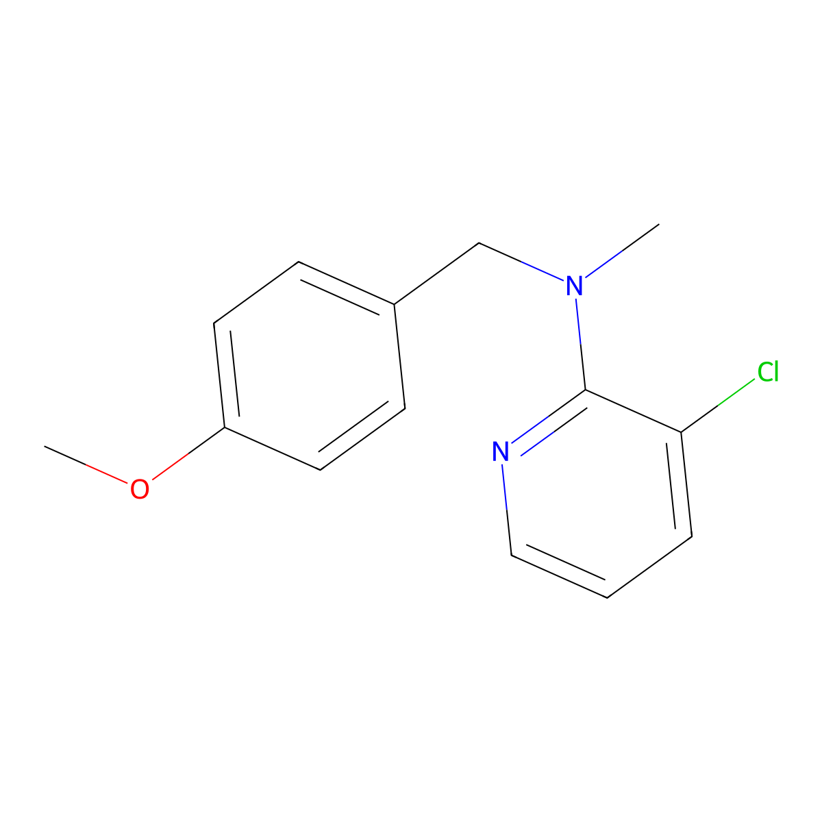 3-chloro-N-[(4-methoxyphenyl)methyl]-N-methylpyridin-2-amine molecular structure, CAS 2382681-60-7