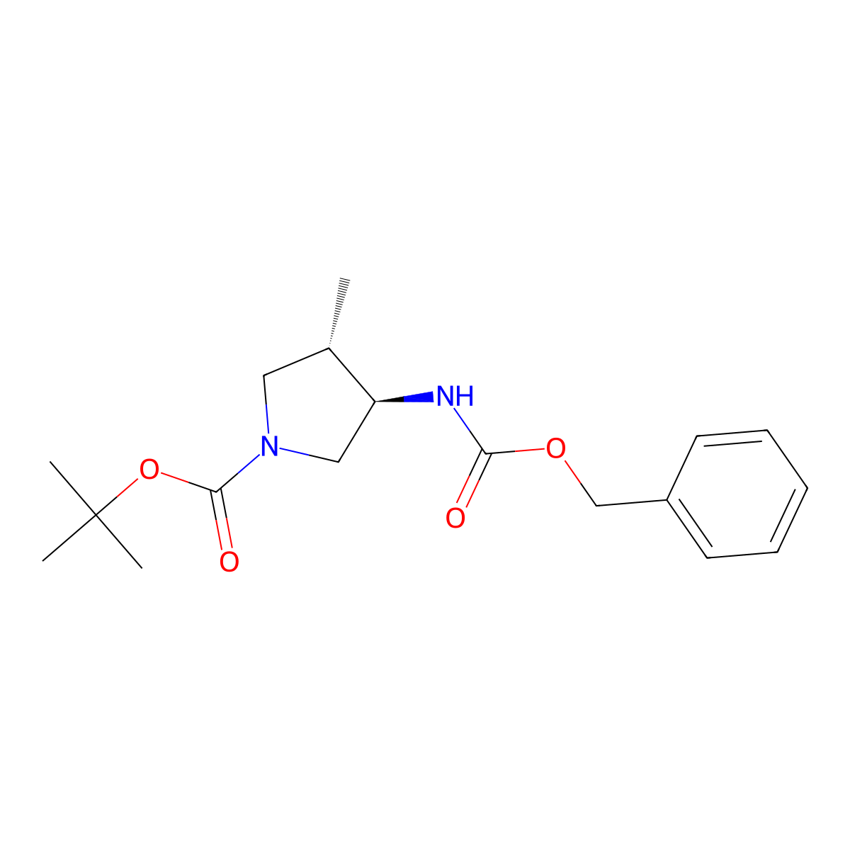 (3R,4S)-1-Boc-N-cbz-4-methylpyrrolidin-3-amine molecular structure, CAS 2382691-65-6