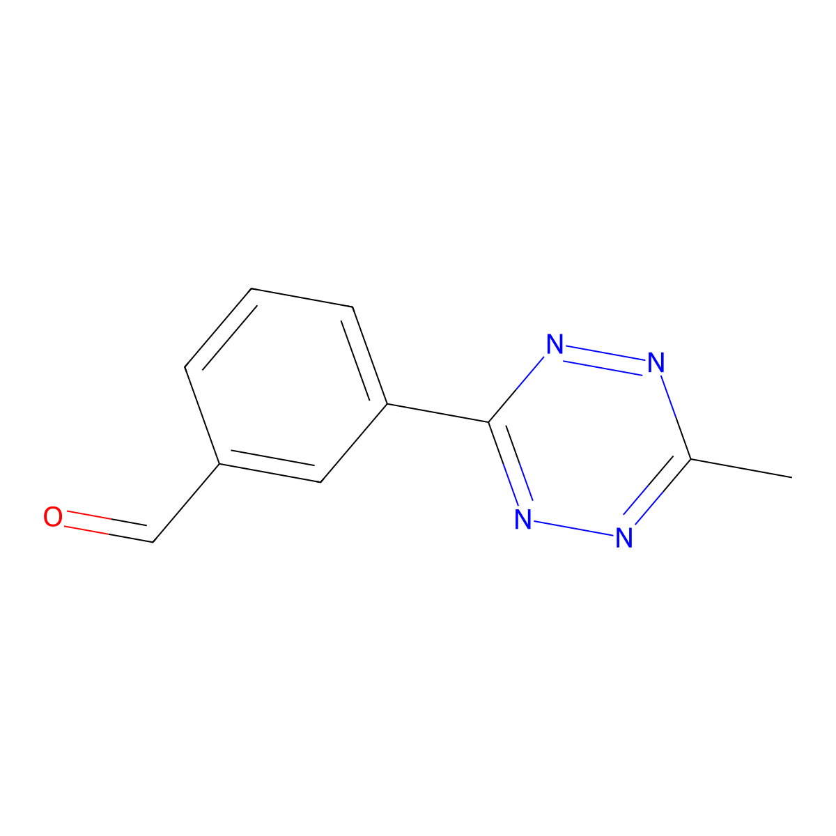 3-(6-Methyl-1,2,4,5-tetrazin-3-yl)benzaldehyde molecular structure, CAS 2382712-95-8