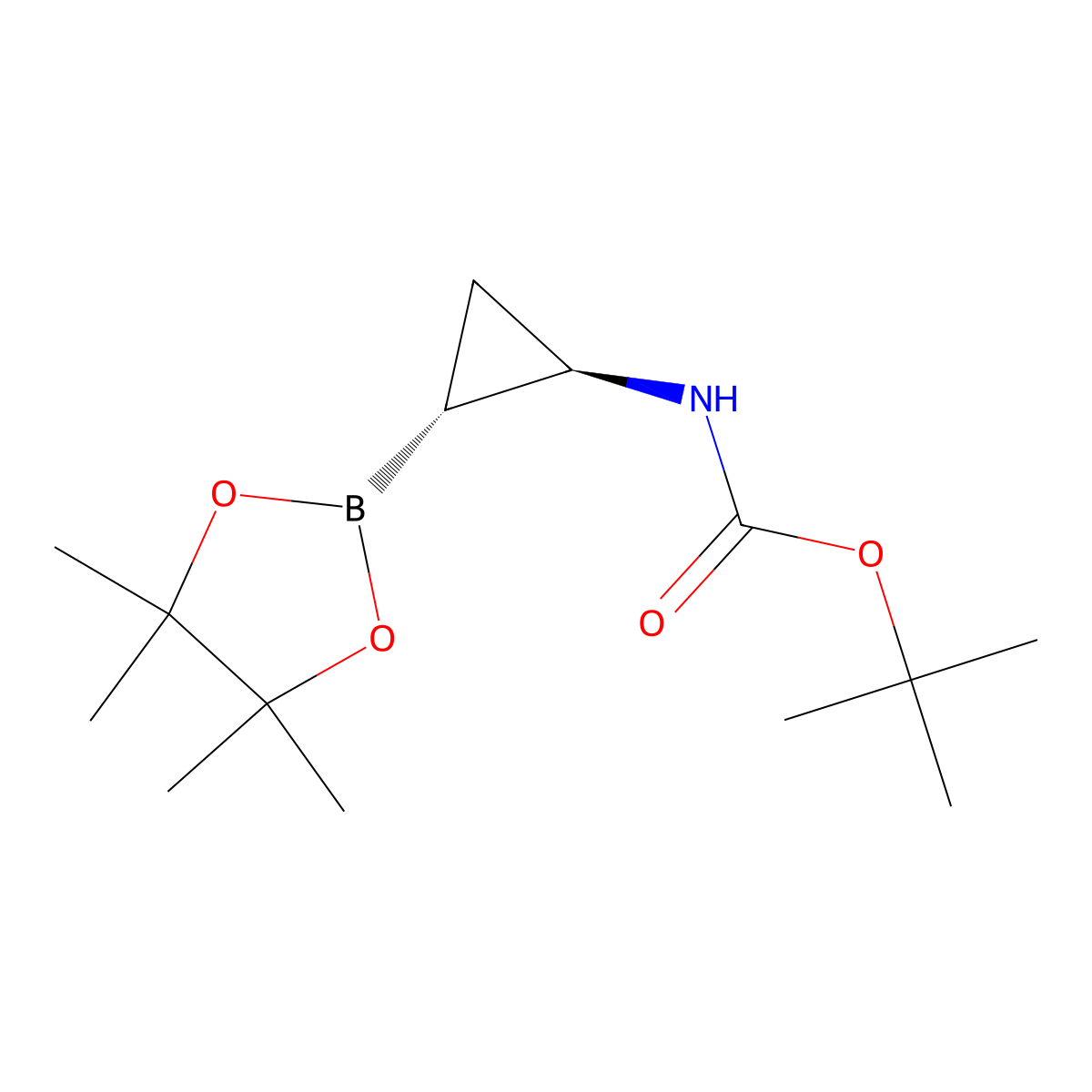 rac-tert-butyl N-((1R,2R)-2-(4,4,5,5-tetramethyl-1,3,2-dioxaborolan-2-yl)cyclopropyl)carbamate molecular structure, CAS 2382719-64-2