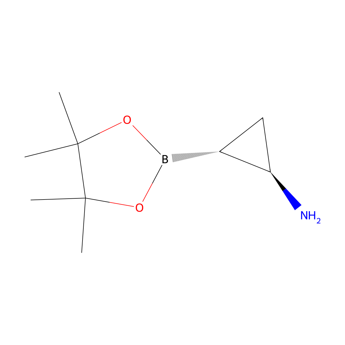 rac-(1R,2R)-2-(4,4,5,5-tetramethyl-1,3,2-dioxaborolan-2-yl)cyclopropan-1-amine molecular structure, CAS 2382719-65-3
