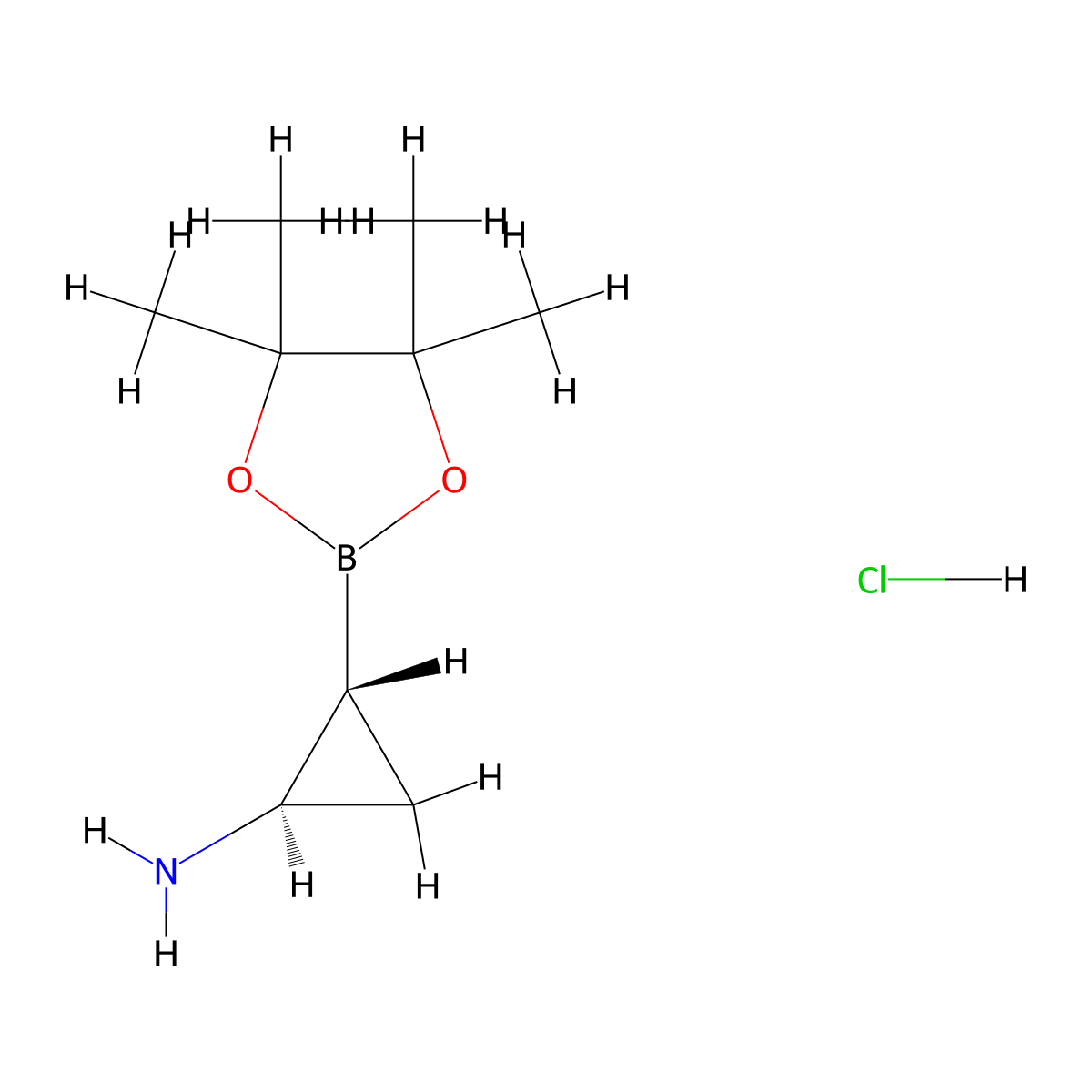 rac-(1R,2R)-2-(tetramethyl-1,3,2-dioxaborolan-2-yl)cyclopropan-1-amine hydrochloride molecular structure, CAS 2382719-66-4