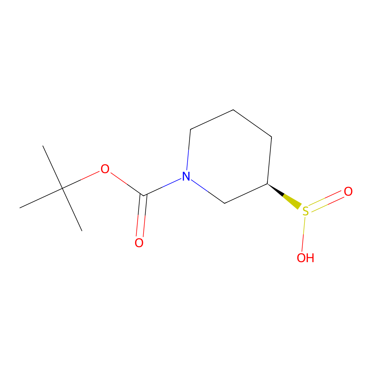(3R)-1-[(tert-butoxy)carbonyl]piperidine-3-sulfinic acid molecular structure, CAS 2382754-72-3