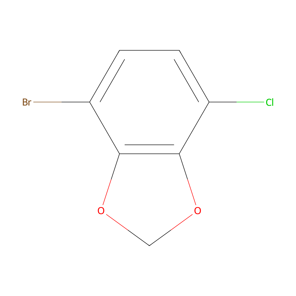 4-Bromo-7-chloro-1,3-benzodioxole molecular structure, CAS 2382781-68-0