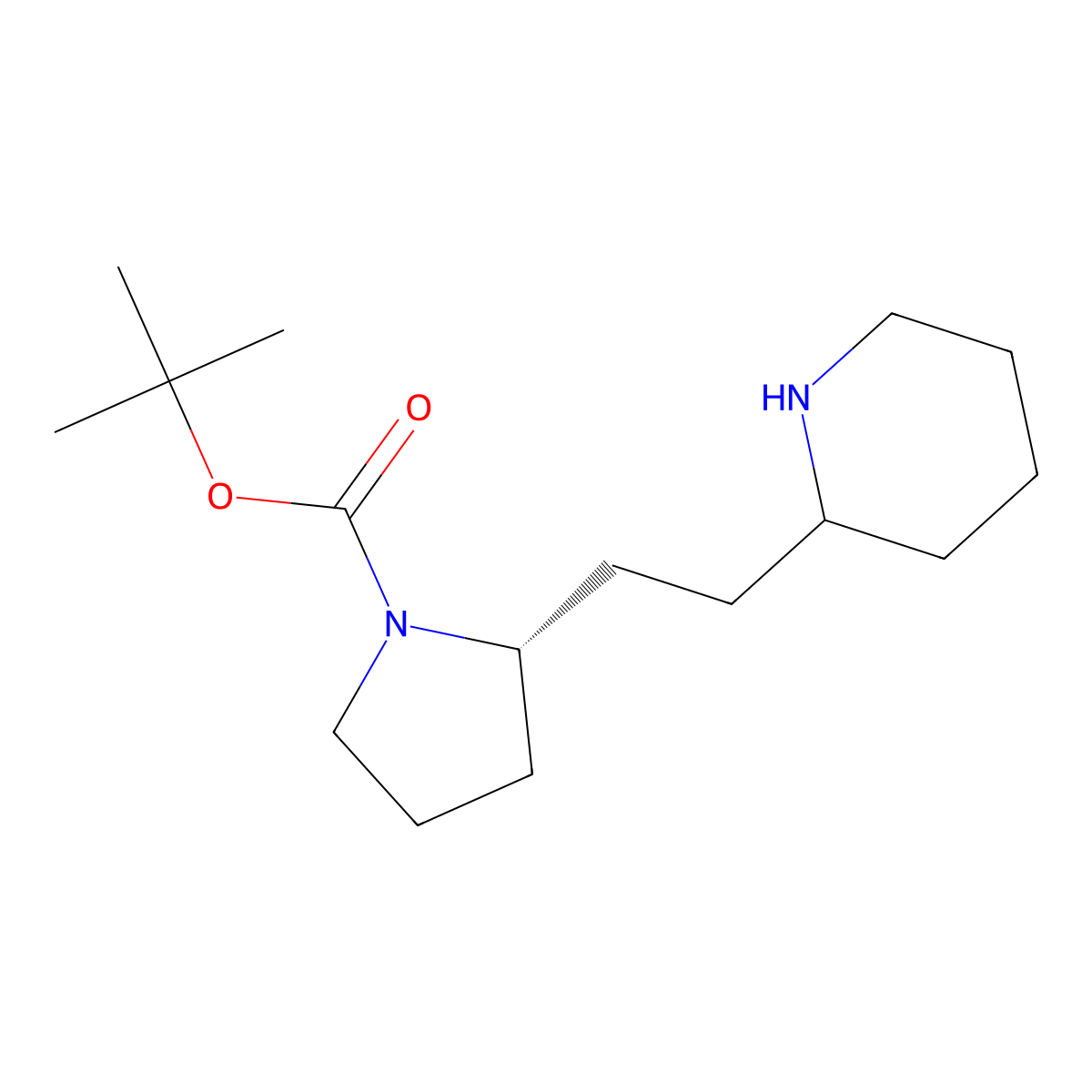 Tert-butyl (2S)-2-(2-piperidin-2-ylethyl)pyrrolidine-1-carboxylate molecular structure, CAS 2382782-99-0