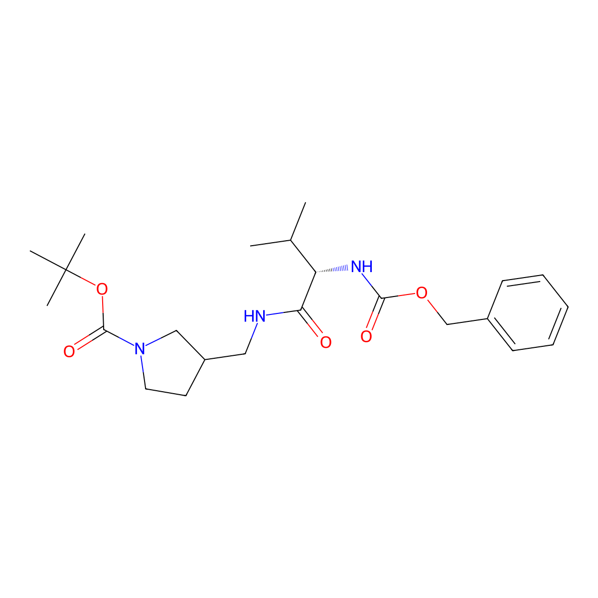 tert-butyl 3-(((S)-2-(((benzyloxy)carbonyl)amino)-3-methylbutanamido)methyl)pyrrolidine-1-carboxylate molecular structure, CAS 2382826-17-5