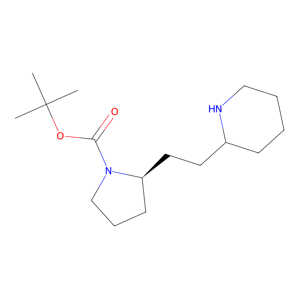 tert-butyl (2R)-2-[2-(piperidin-2-yl)ethyl]pyrrolidine-1-carboxylate molecular structure, CAS 2382853-90-7