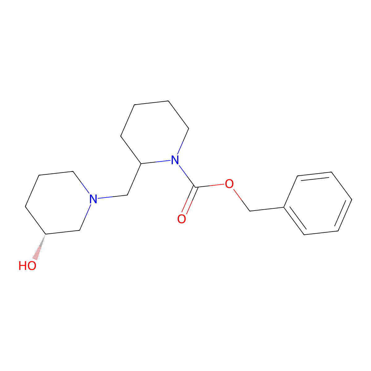 benzyl 2-{[(3R)-3-hydroxypiperidin-1-yl]methyl}piperidine-1-carboxylate molecular structure, CAS 2382863-90-1