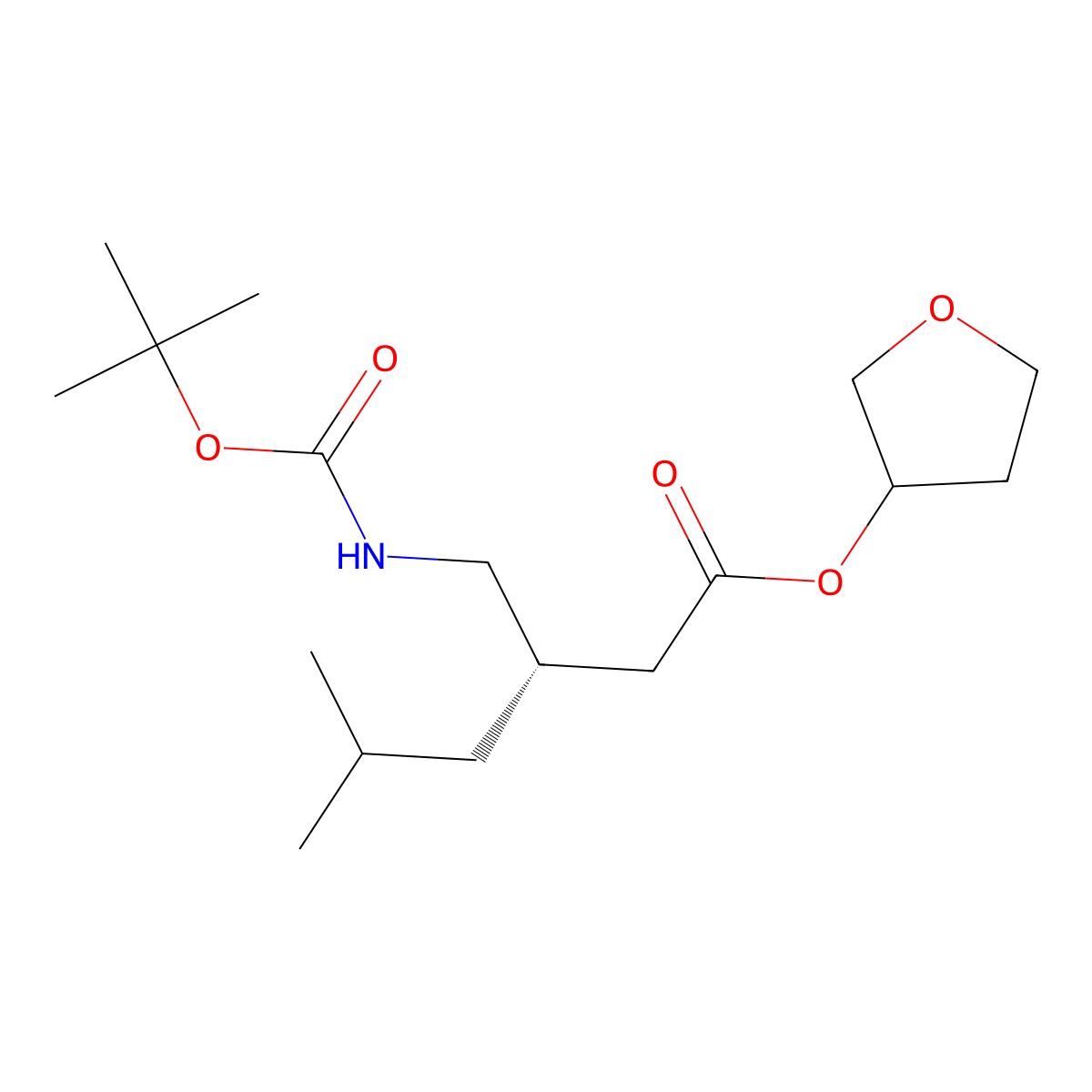 oxolan-3-yl (3S)-3-({[(tert-butoxy)carbonyl]amino}methyl)-5-methylhexanoate molecular structure, CAS 2382866-16-0