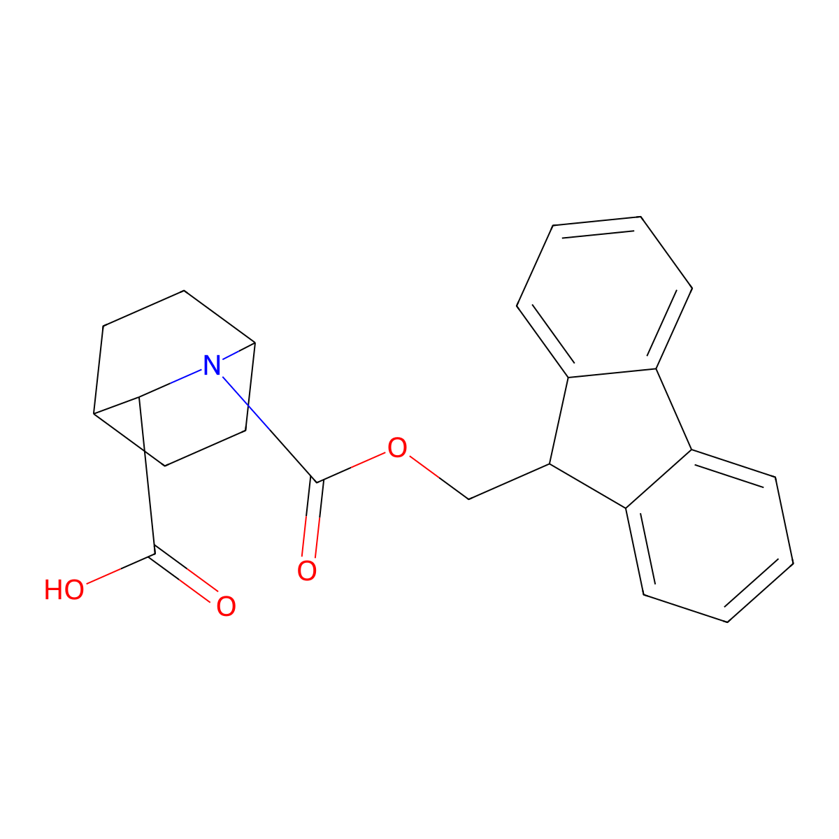2-(9H-fluoren-9-ylmethoxycarbonyl)-2-azabicyclo[2.2.2]octane-3-carboxylic acid molecular structure, CAS 2382870-02-0