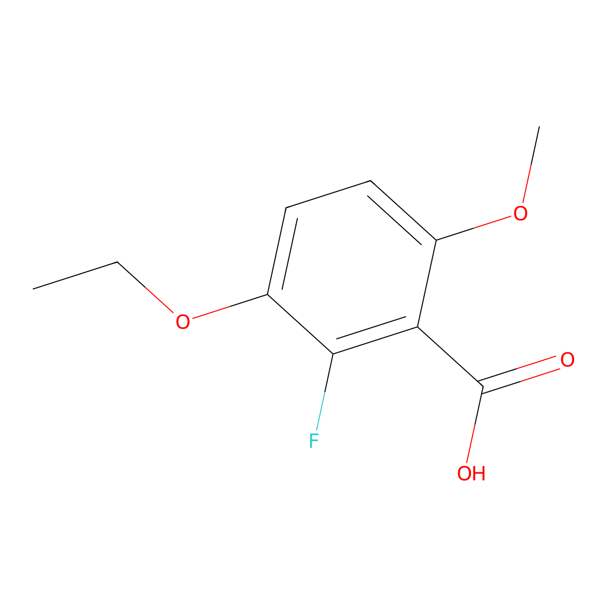 3-Ethoxy-2-fluoro-6-methoxybenzoic acid molecular structure, CAS 2382873-24-5