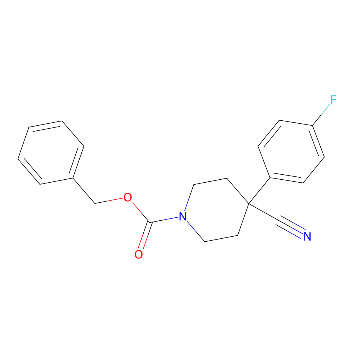 Benzyl 4-cyano-4-(4-fluorophenyl)piperidine-1-carboxylate molecular structure, CAS 2382877-02-1