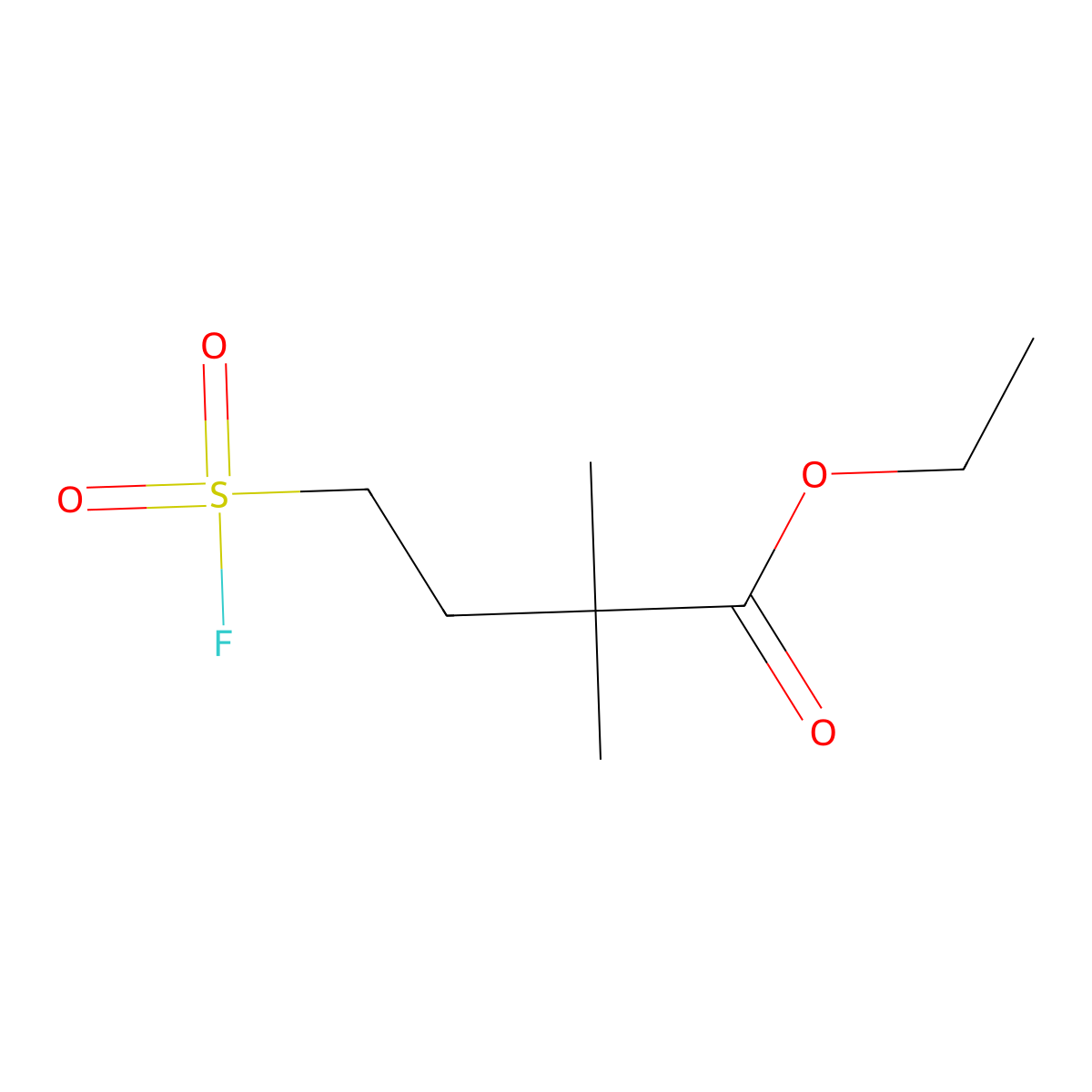 Ethyl 4-fluorosulfonyl-2,2-dimethylbutanoate molecular structure, CAS 2382879-53-8