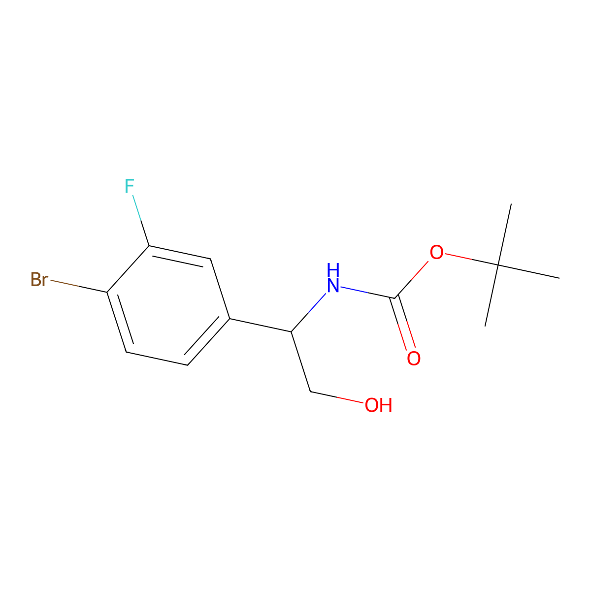 tert-butyl N-[1-(4-bromo-3-fluorophenyl)-2-hydroxyethyl]carbamate molecular structure, CAS 2382879-57-2