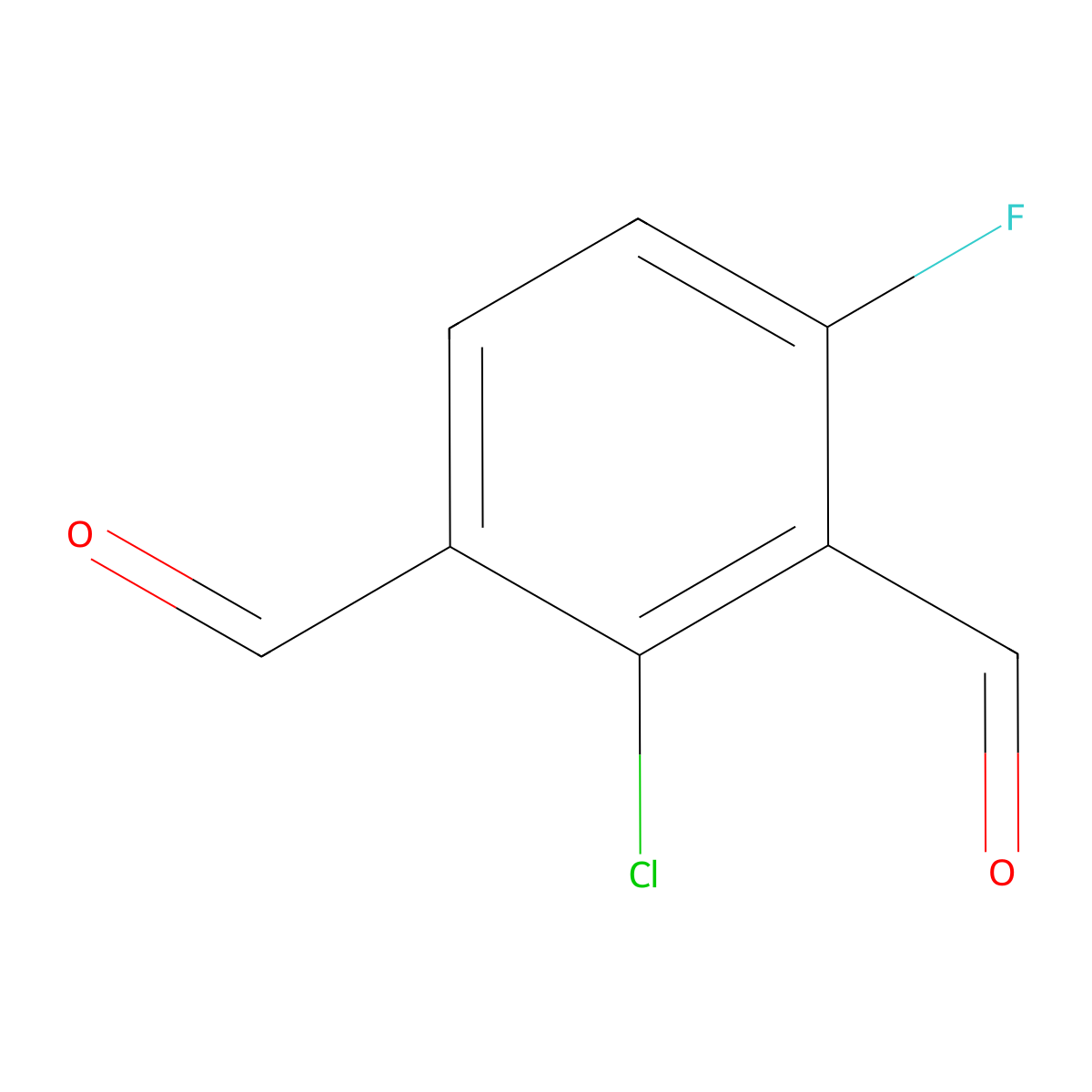 2-Chloro-4-fluorobenzene-1,3-dicarbaldehyde molecular structure, CAS 2382881-30-1