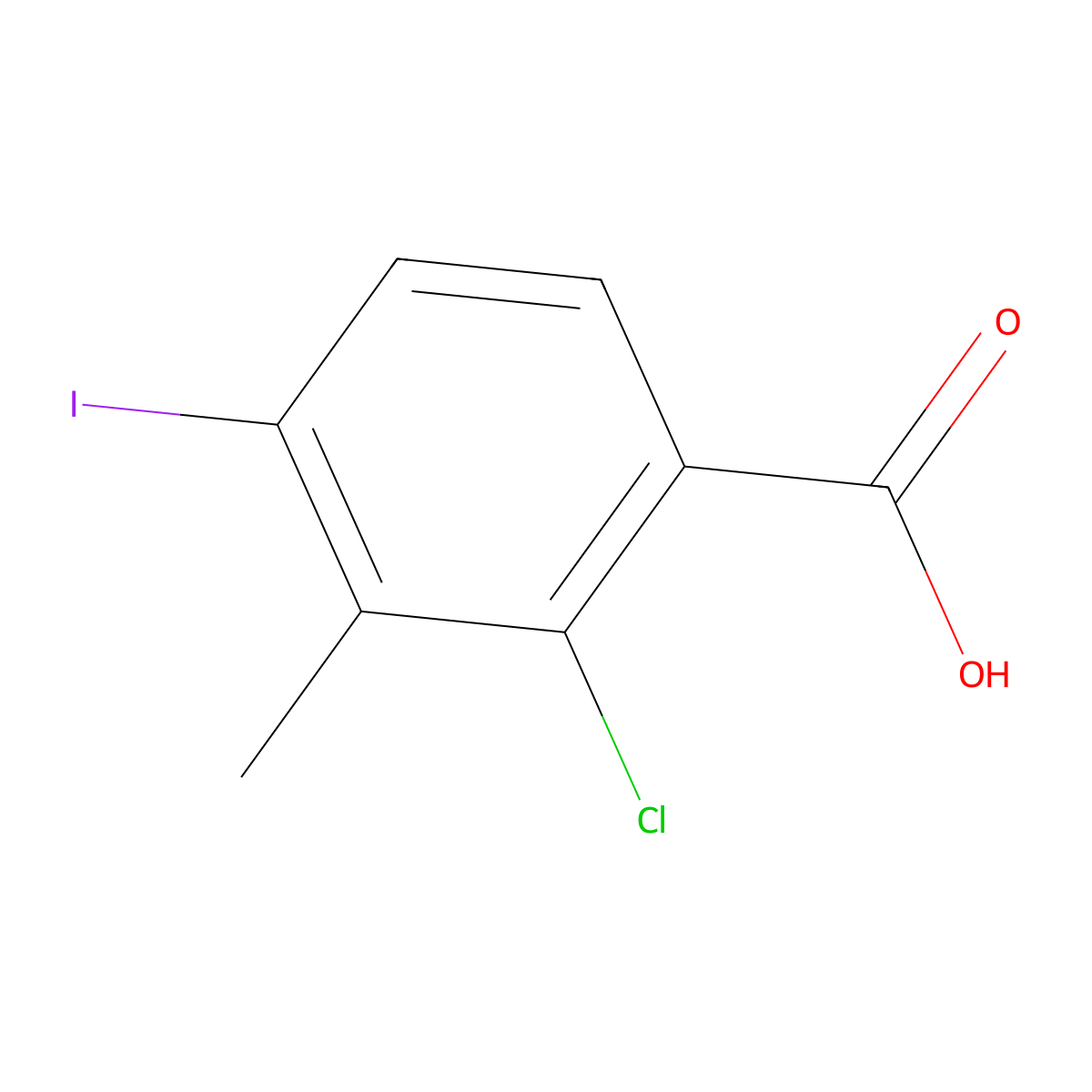 2-Chloro-4-iodo-3-methylbenzoic acid molecular structure, CAS 2382895-40-9