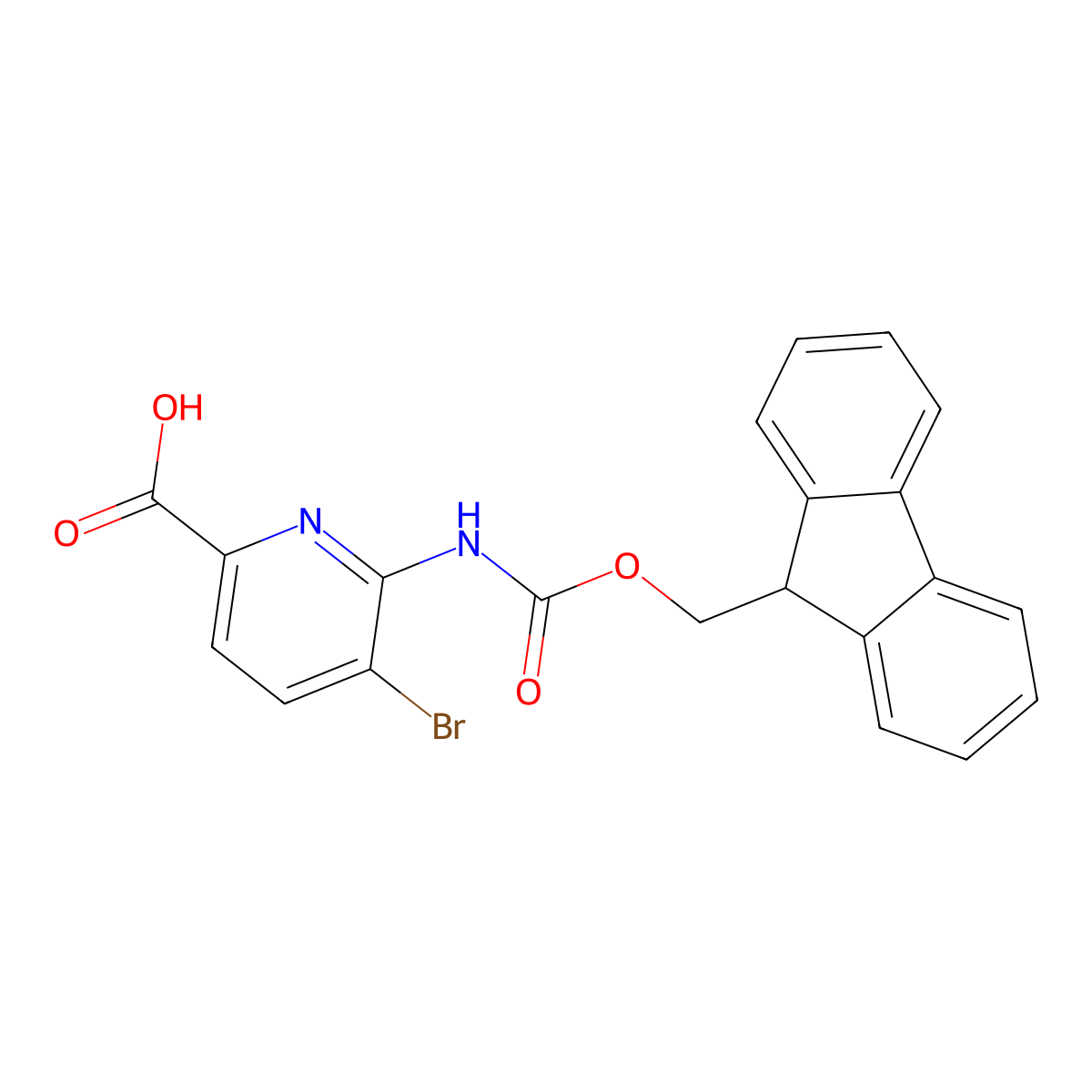 5-bromo-6-({[(9H-fluoren-9-yl)methoxy]carbonyl}amino)pyridine-2-carboxylic acid molecular structure, CAS 2382900-05-0