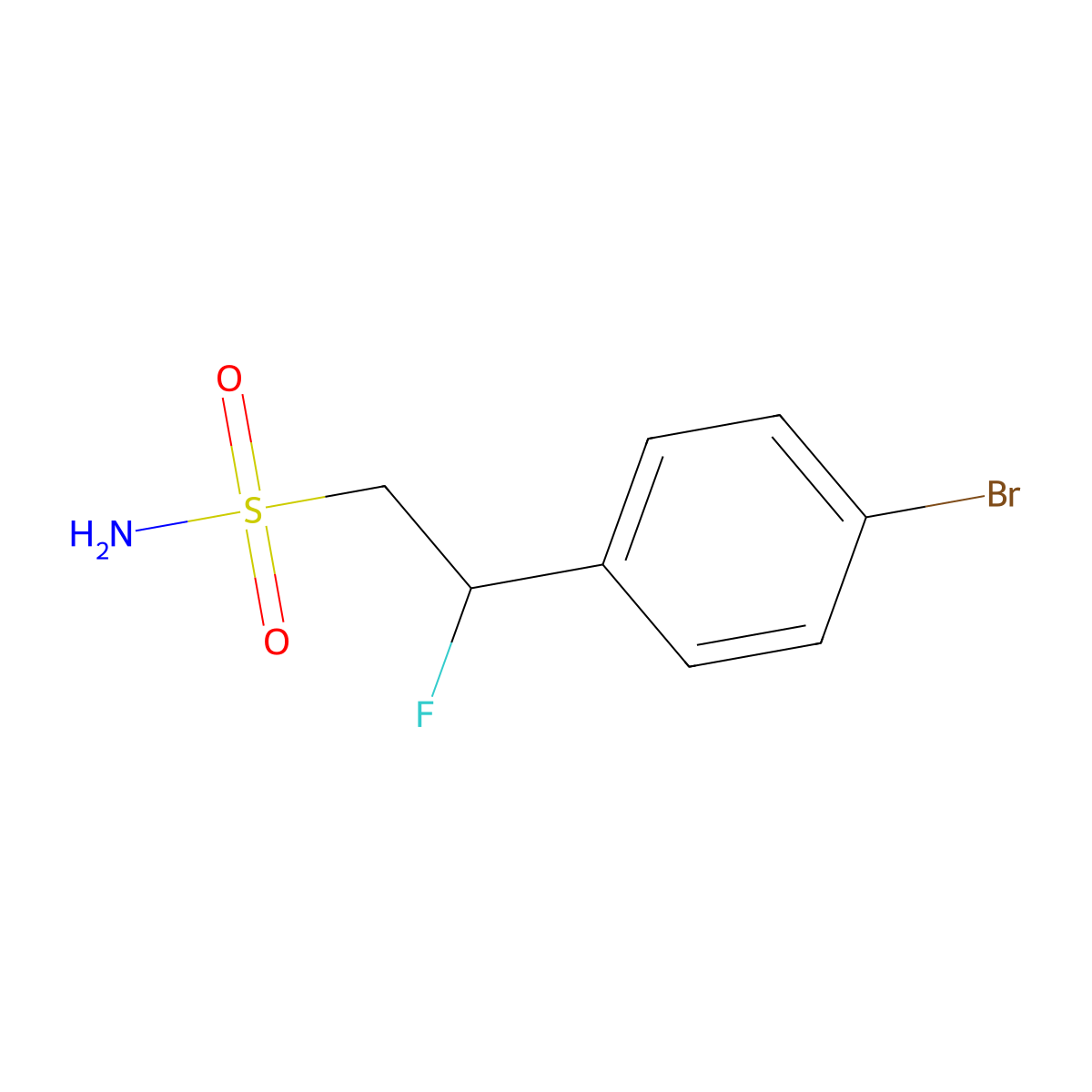 2-(4-Bromophenyl)-2-fluoroethane-1-sulfonamide molecular structure, CAS 2382905-91-9