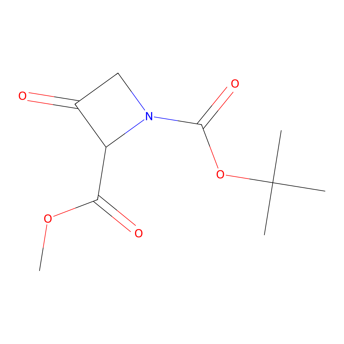 1-Tert-butyl 2-methyl 3-oxoazetidine-1,2-dicarboxylate molecular structure, CAS 2382936-95-8