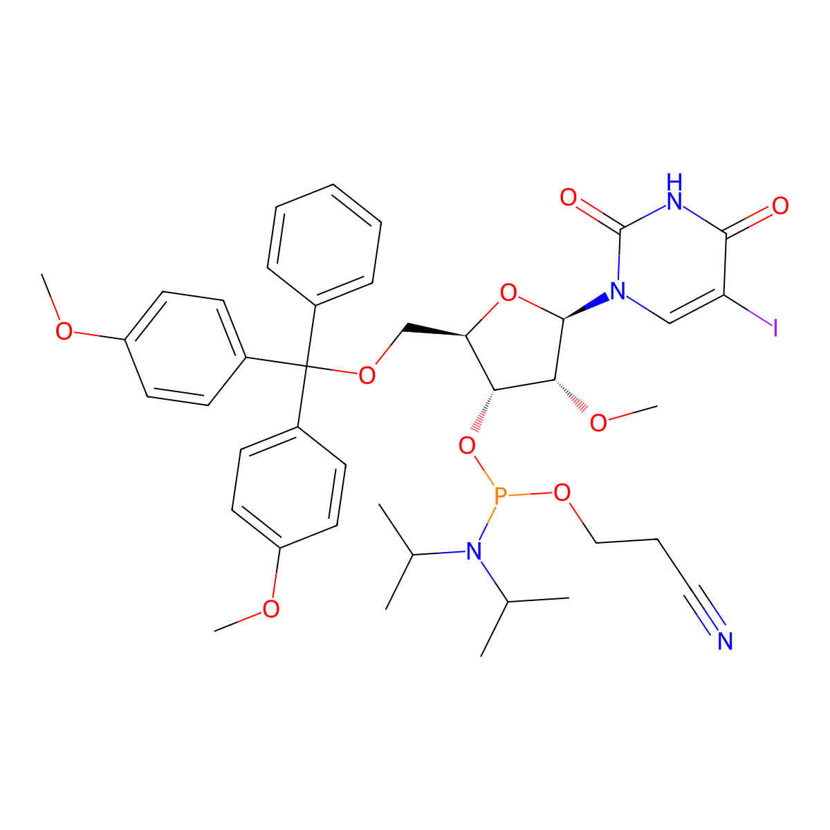 2'-O-Me-5-I-U-3'-phosphoramidite molecular structure, CAS 2382941-85-5