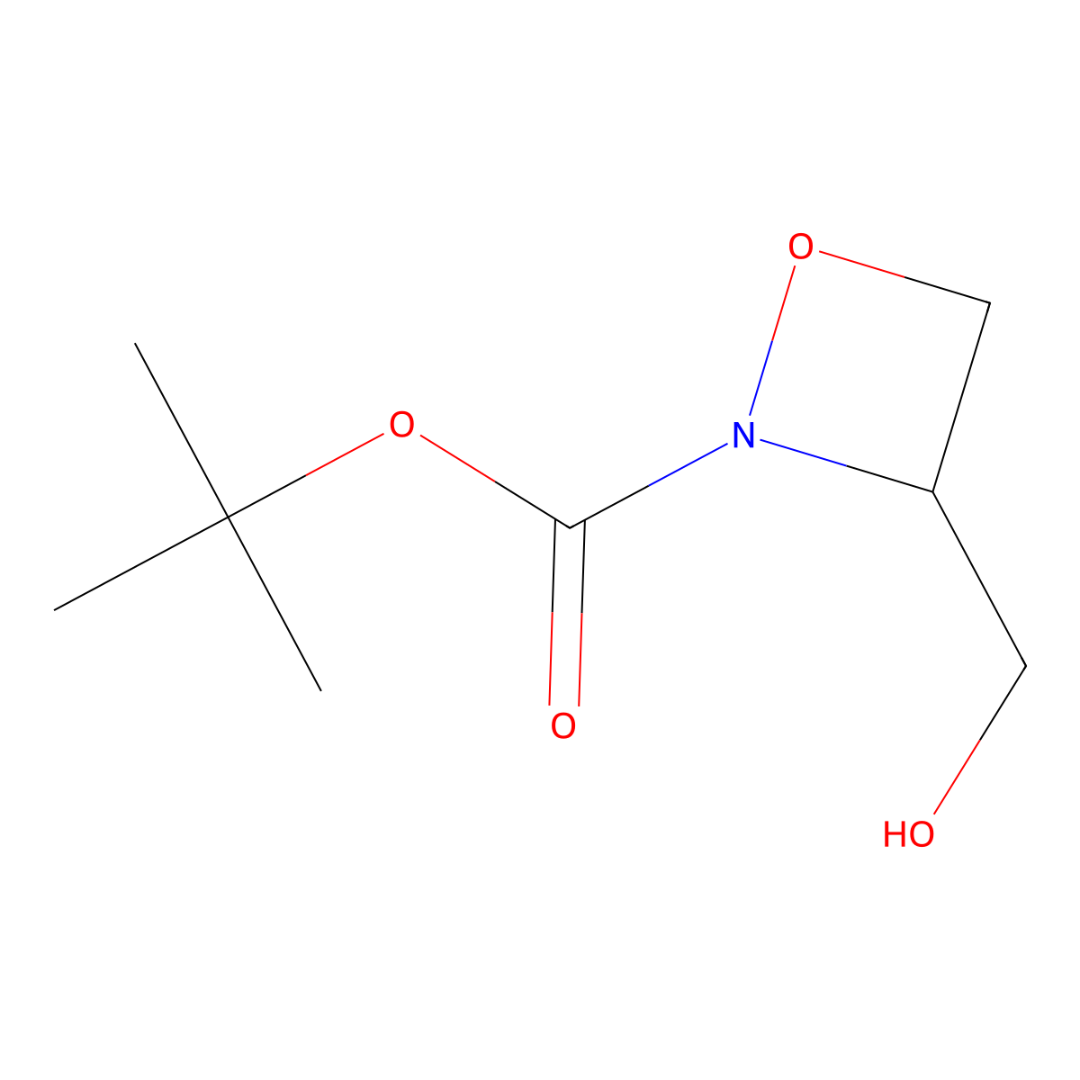 Tert-butyl 3-(hydroxymethyl)-1,2-oxazetidine-2-carboxylate molecular structure, CAS 2382953-82-2