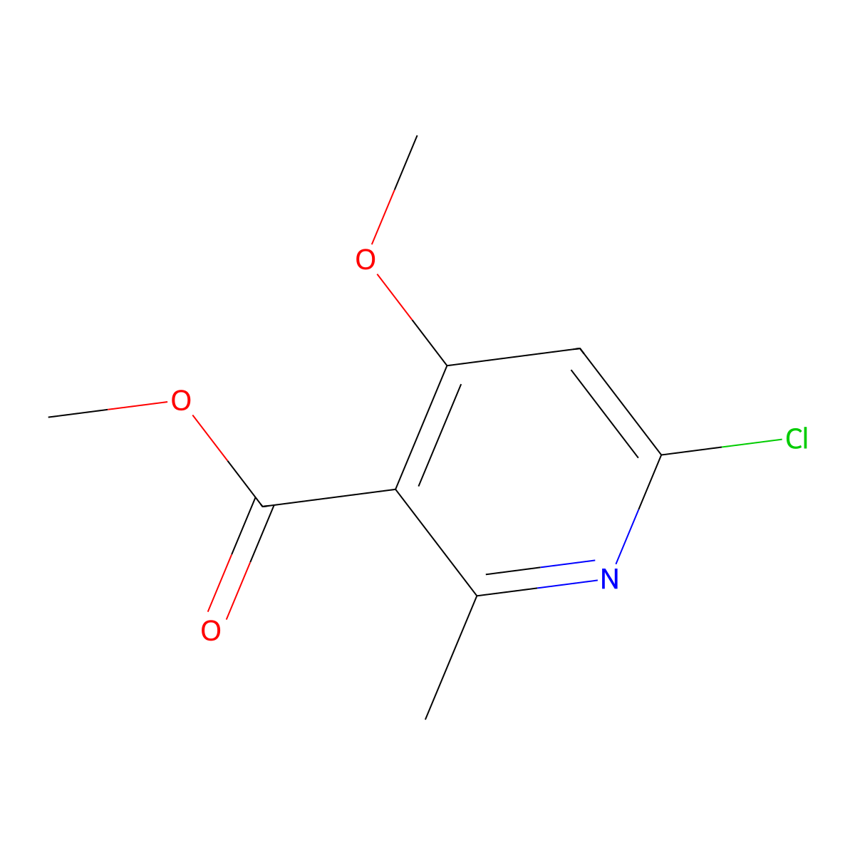 Methyl 6-chloro-4-methoxy-2-methylnicotinate molecular structure, CAS 2382953-88-8