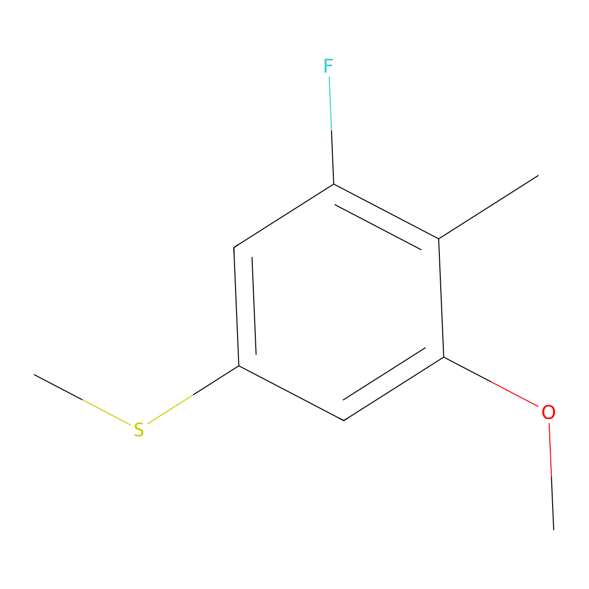 (3-Fluoro-5-methoxy-4-methylphenyl)(methyl)sulfane molecular structure, CAS 2382964-01-2