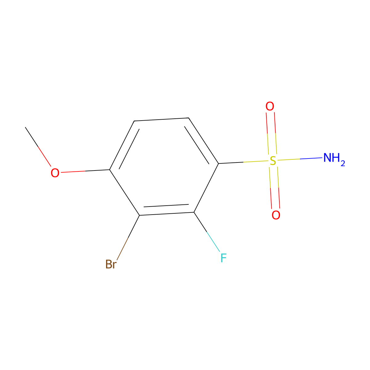 3-Bromo-2-fluoro-4-methoxybenzene-1-sulfonamide molecular structure, CAS 2382965-79-7