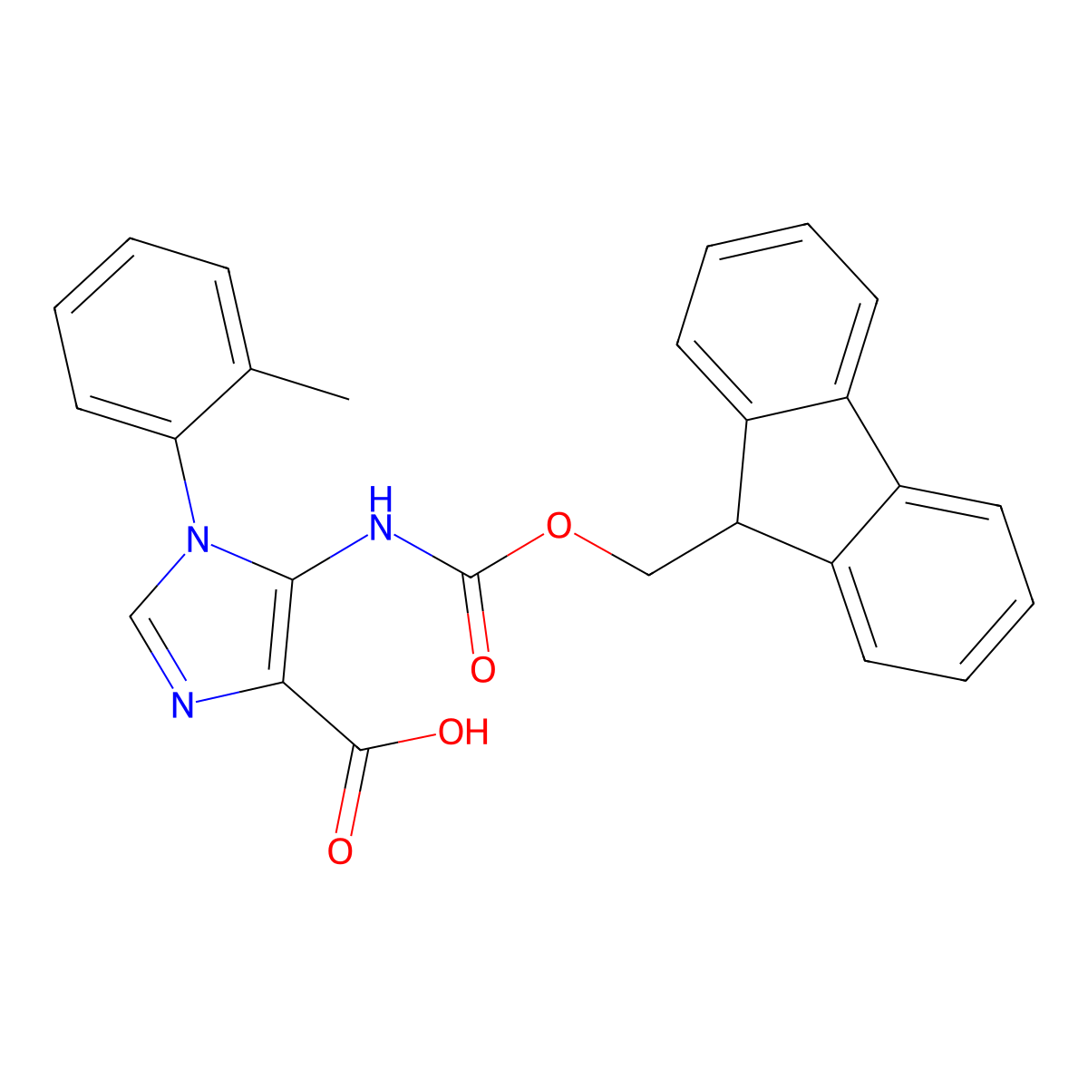 5-({[(9H-fluoren-9-yl)methoxy]carbonyl}amino)-1-(2-methylphenyl)-1H-imidazole-4-carboxylic acid molecular structure, CAS 2382974-39-0