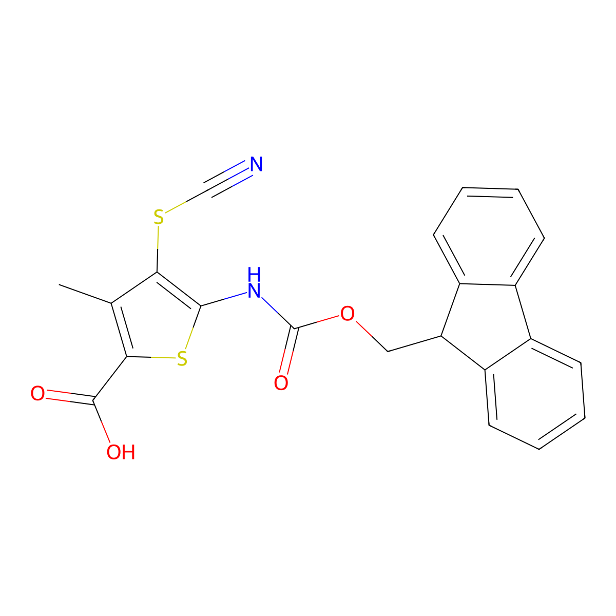 4-(cyanosulfanyl)-5-({[(9H-fluoren-9-yl)methoxy]carbonyl}amino)-3-methylthiophene-2-carboxylic acid molecular structure, CAS 2382976-81-8