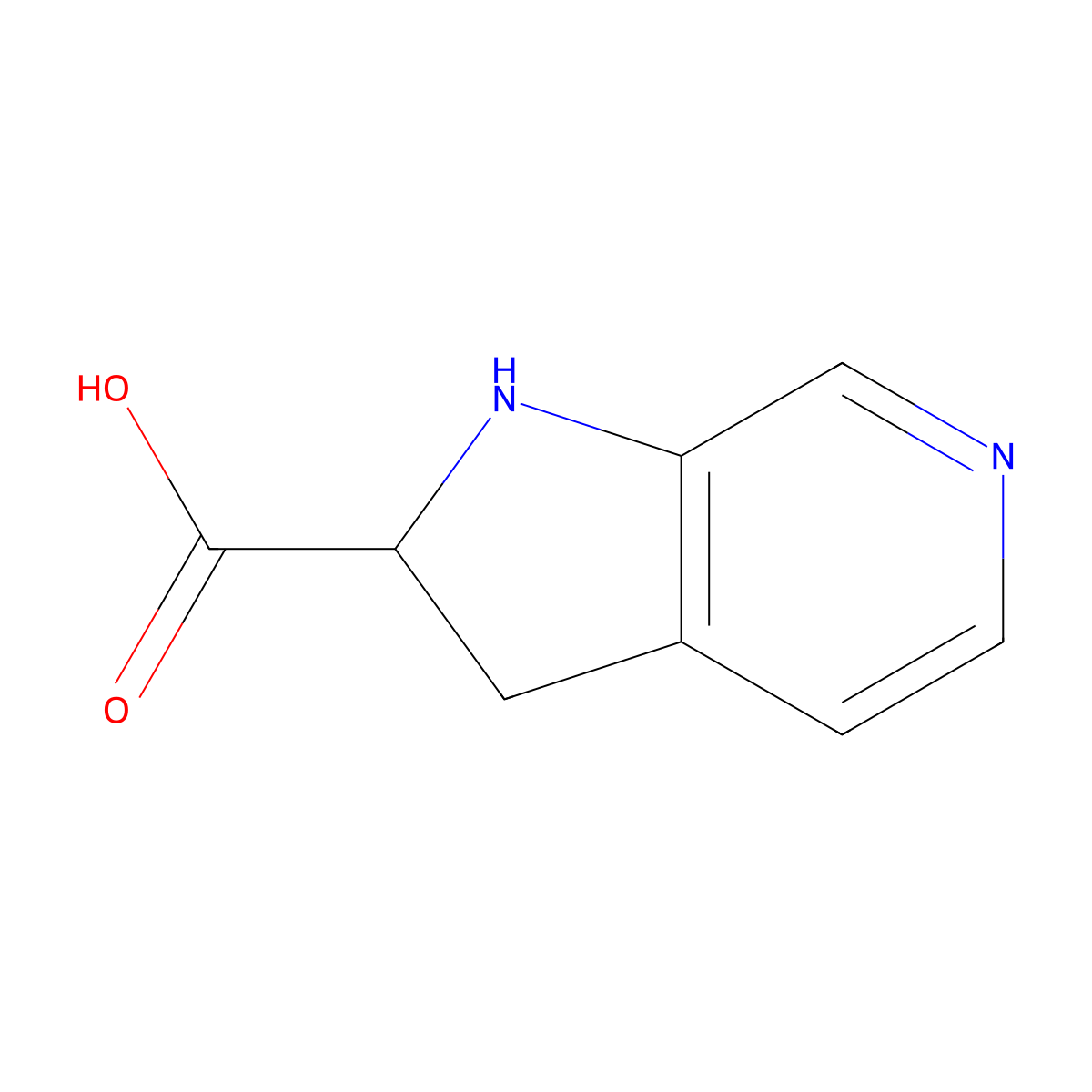 1H,2H,3H-pyrrolo[2,3-c]pyridine-2-carboxylic acid molecular structure, CAS 2382978-46-1