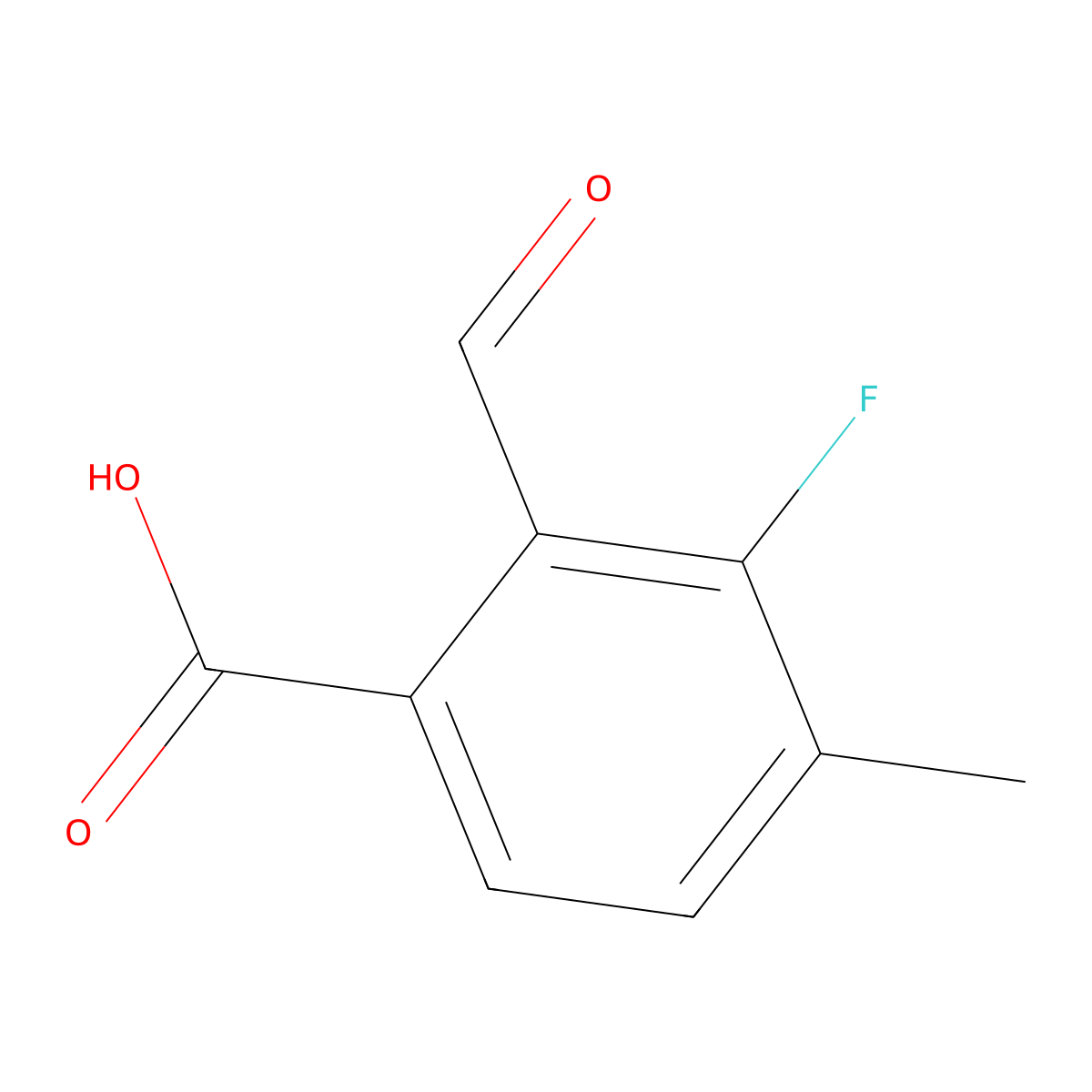 3-Fluoro-2-formyl-4-methylbenZoic acid molecular structure, CAS 2382988-87-4