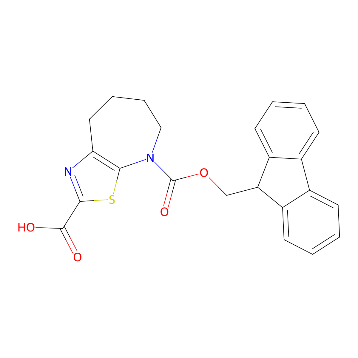 4-{[(9H-fluoren-9-yl)methoxy]carbonyl}-4H,5H,6H,7H,8H-[1,3]thiazolo[5,4-b]azepine-2-carboxylic acid molecular structure, CAS 2382996-32-7